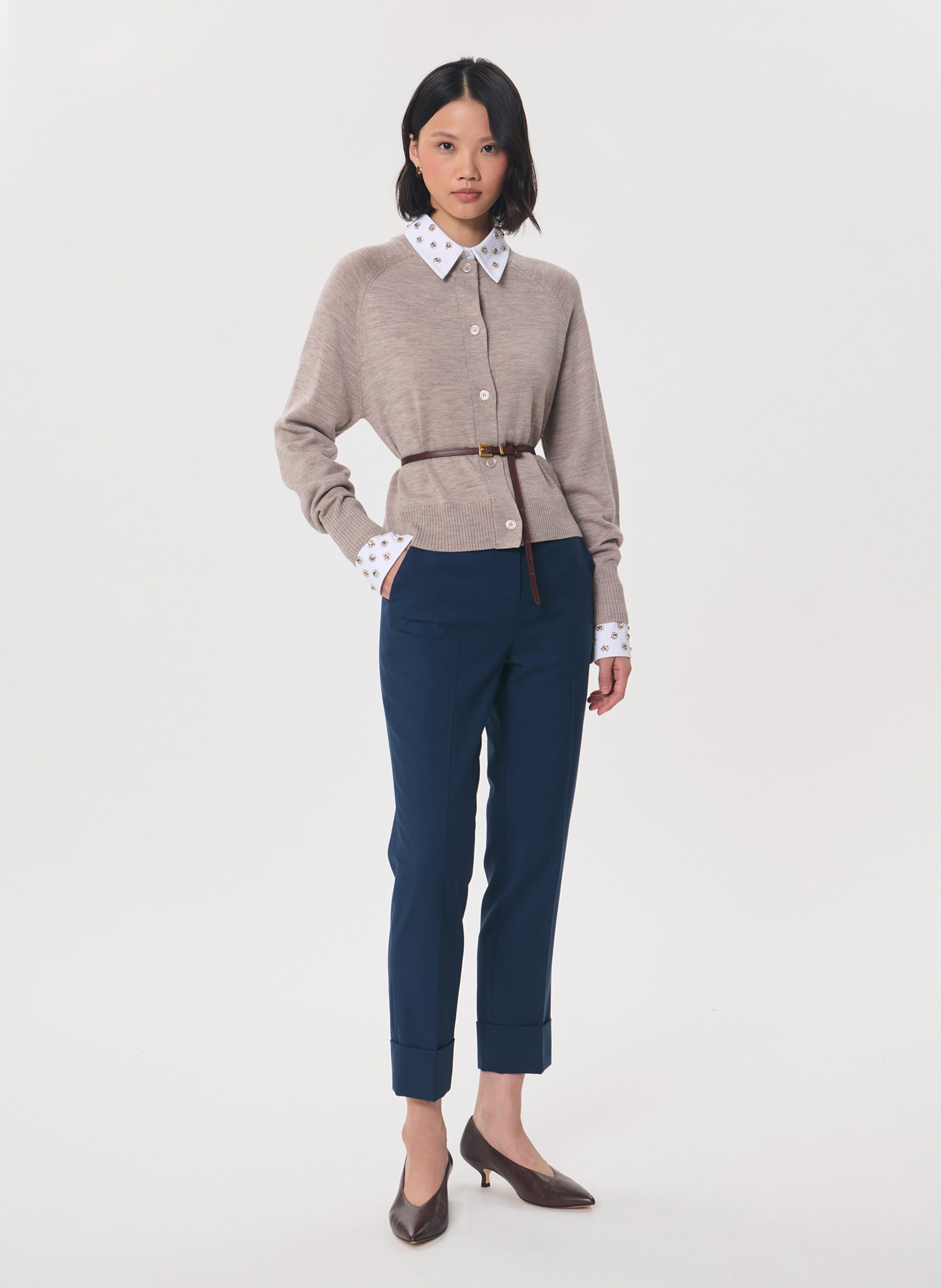 Pantalon carotte 7/8 ème uni | Bleu TARA JARMON Femme