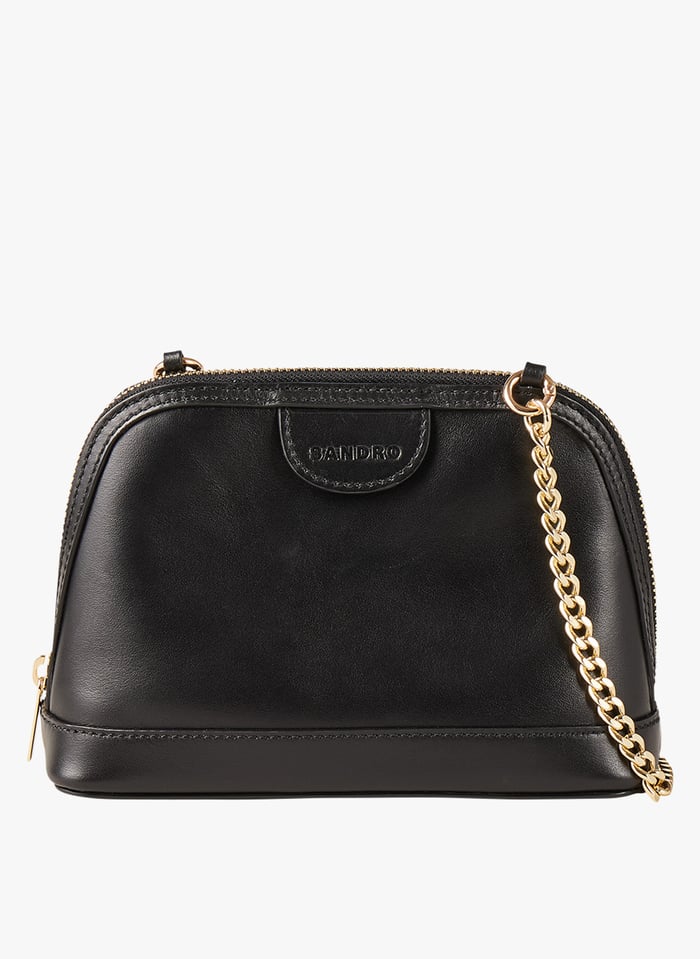 Smooth Leather Shoulder Bag Noir Sandro Women Place des Tendances