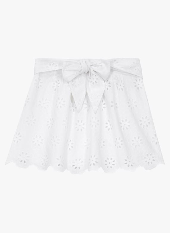 Gonna corta con ricamo punto inglese in cotone Whi01 The kooples