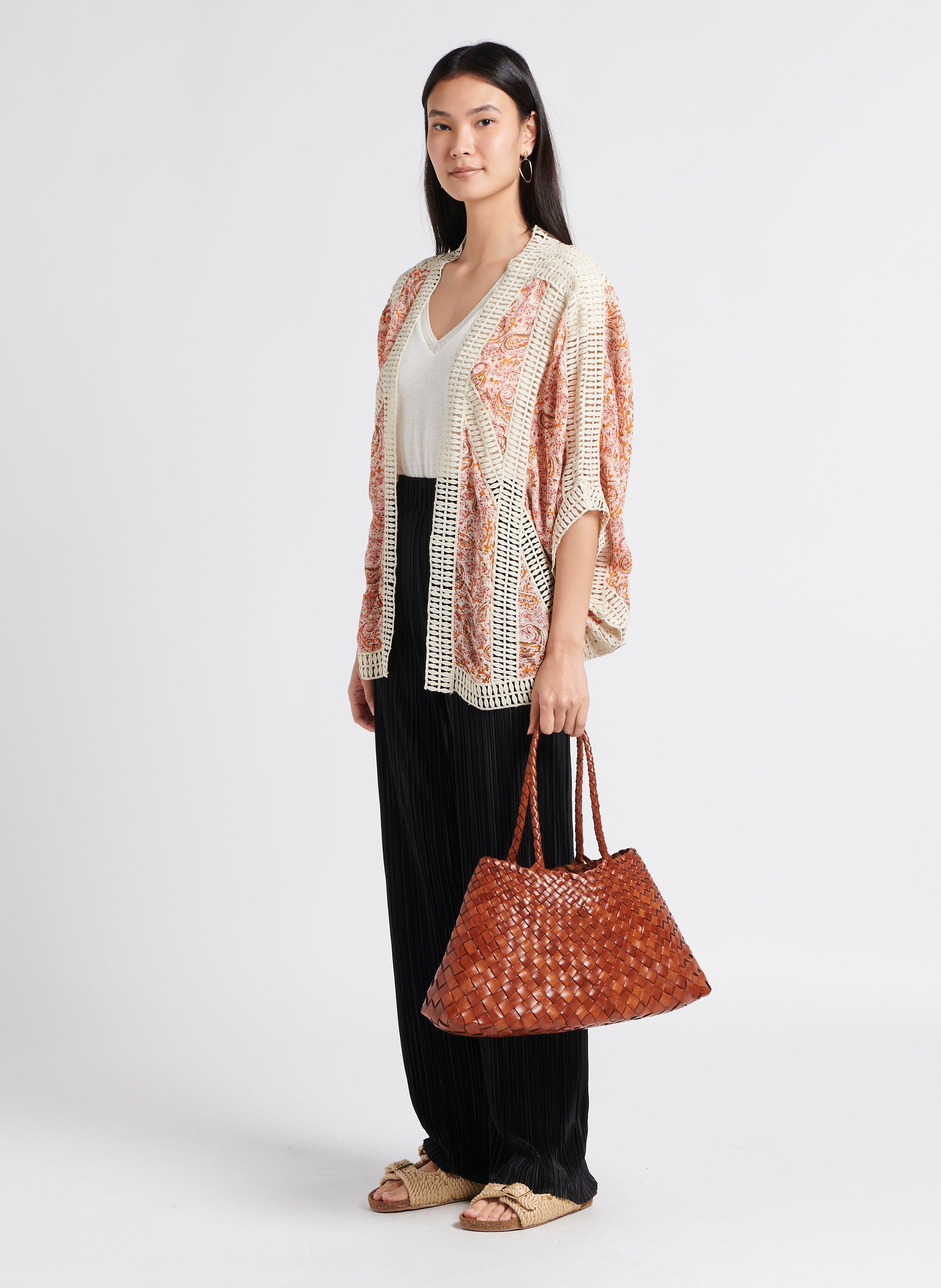 Gewebter Korb aus Leder DRAGON DIFFUSION Braun