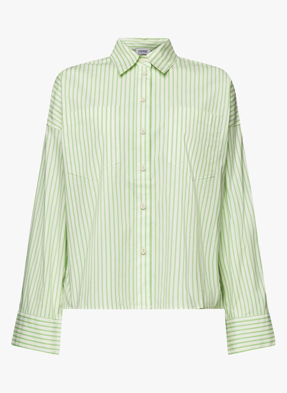 Chemise ample col classique en coton mélangé à rayures Vert Esprit - Femme | Place des Tendances Chemise ample col classique en coton mélangé à rayures Vert Esprit - Femme | Place des Tendances