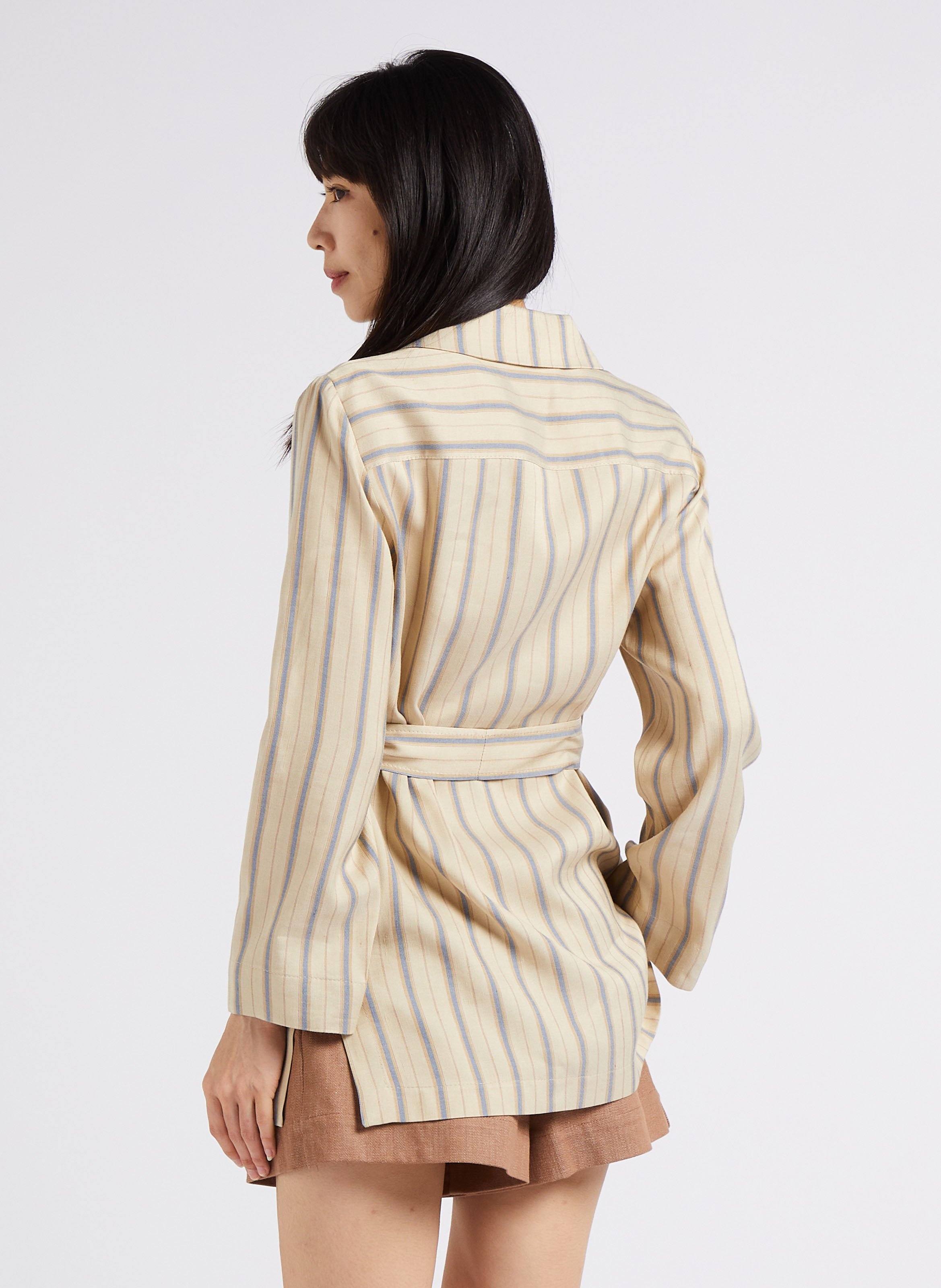 Veste boutonnée et ceinturée à rayures MAX&Co. Beige