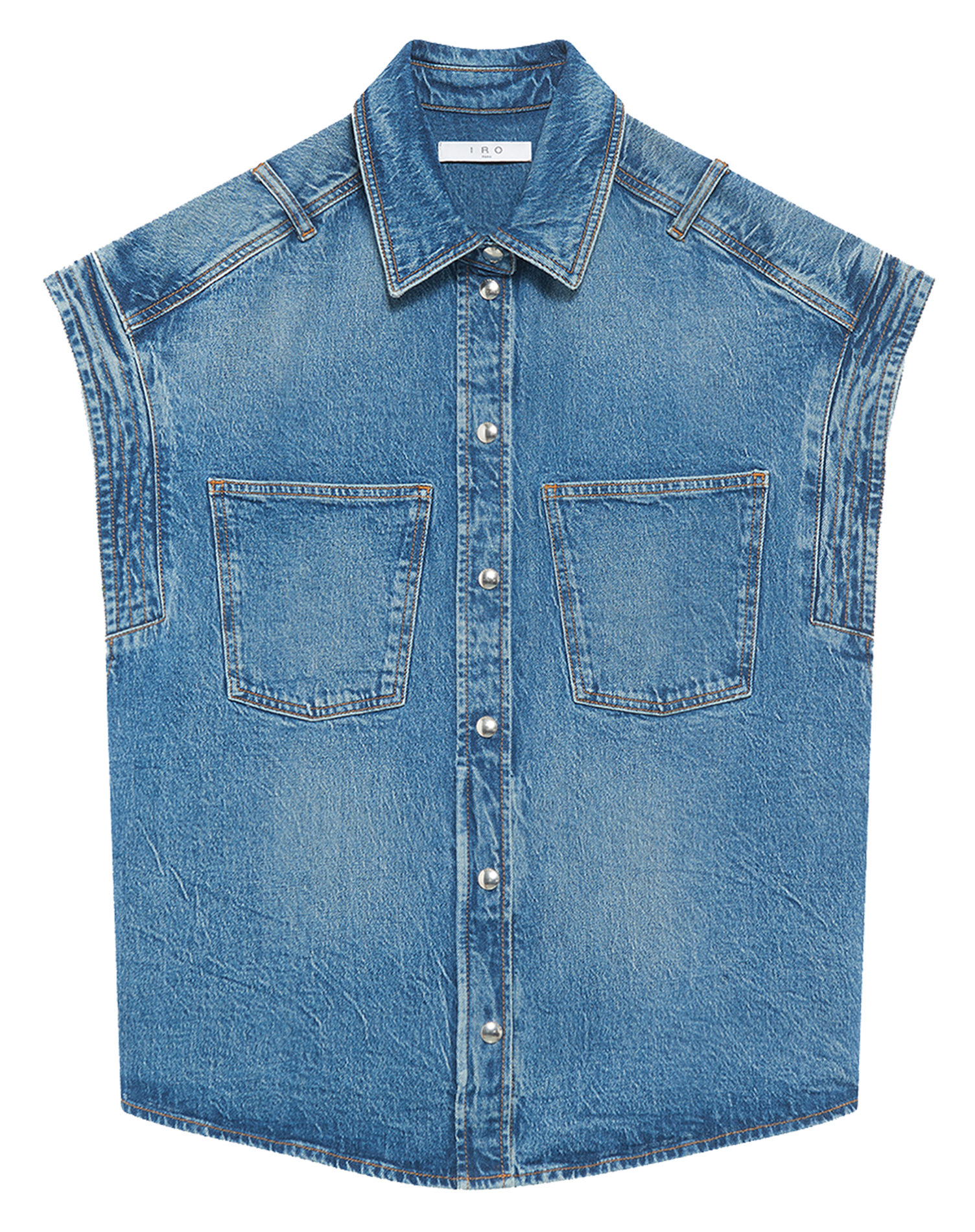 Chemise col classique manches contrastantes en coton IRO Blue