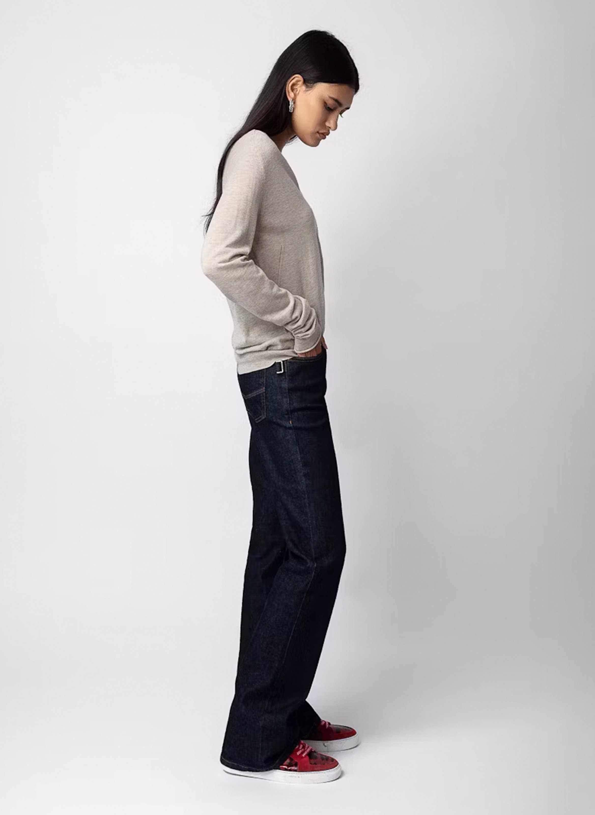 Pull col V en cachemire ZADIG&VOLTAIRE Beige