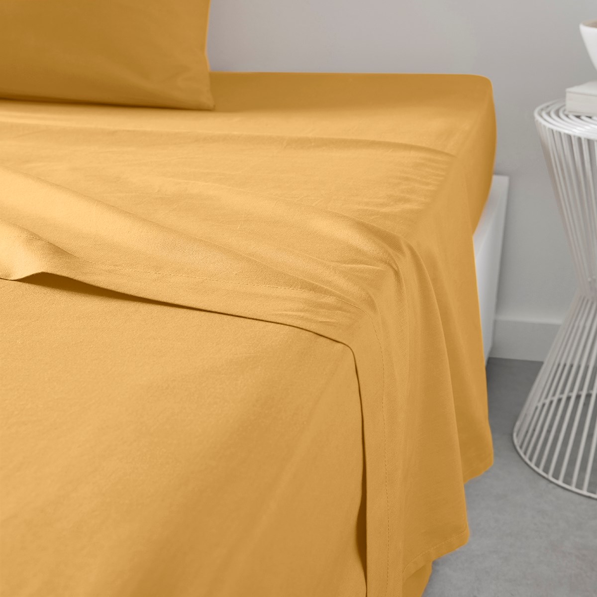 Flat sheet for bed in plain cotton TODAY LINGE DE MAISON Yellow