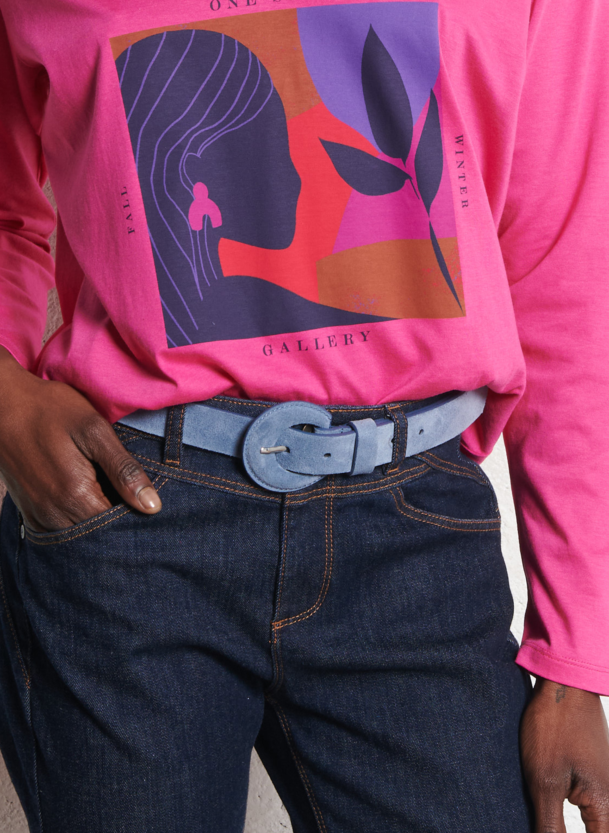 Ceinture en cuir ONE STEP Bleu