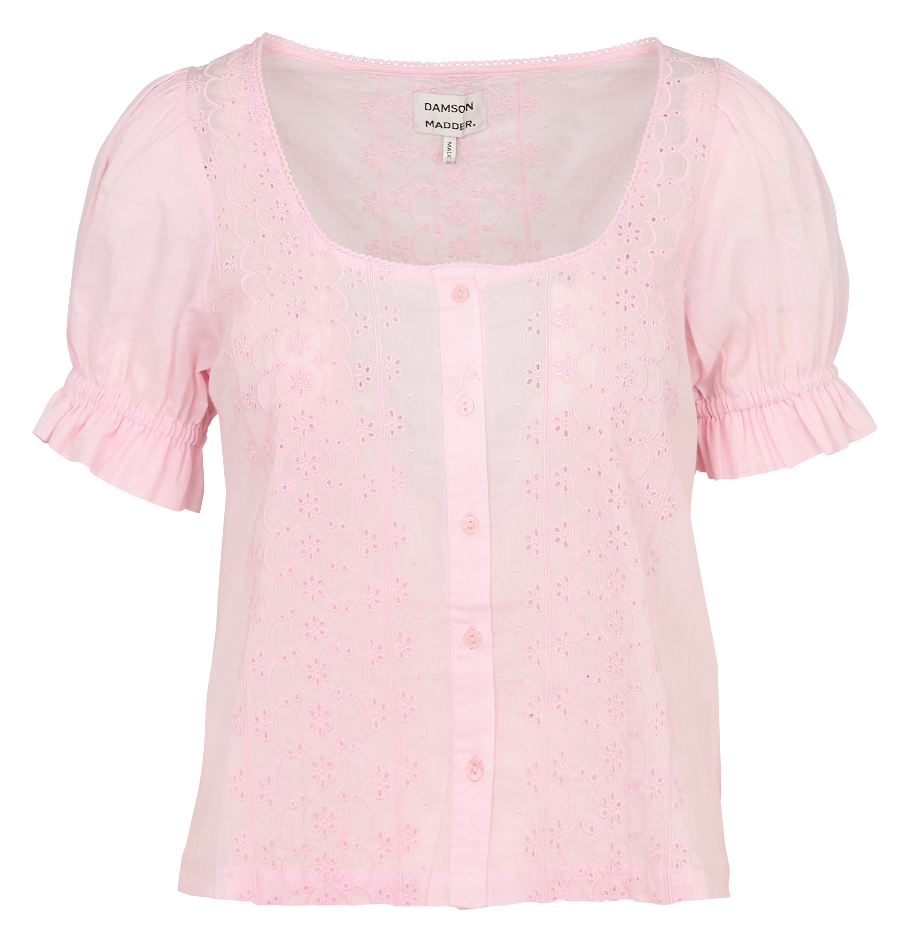Short-sleeved top embroidered in organic cotton DAMSON MADDER Pink