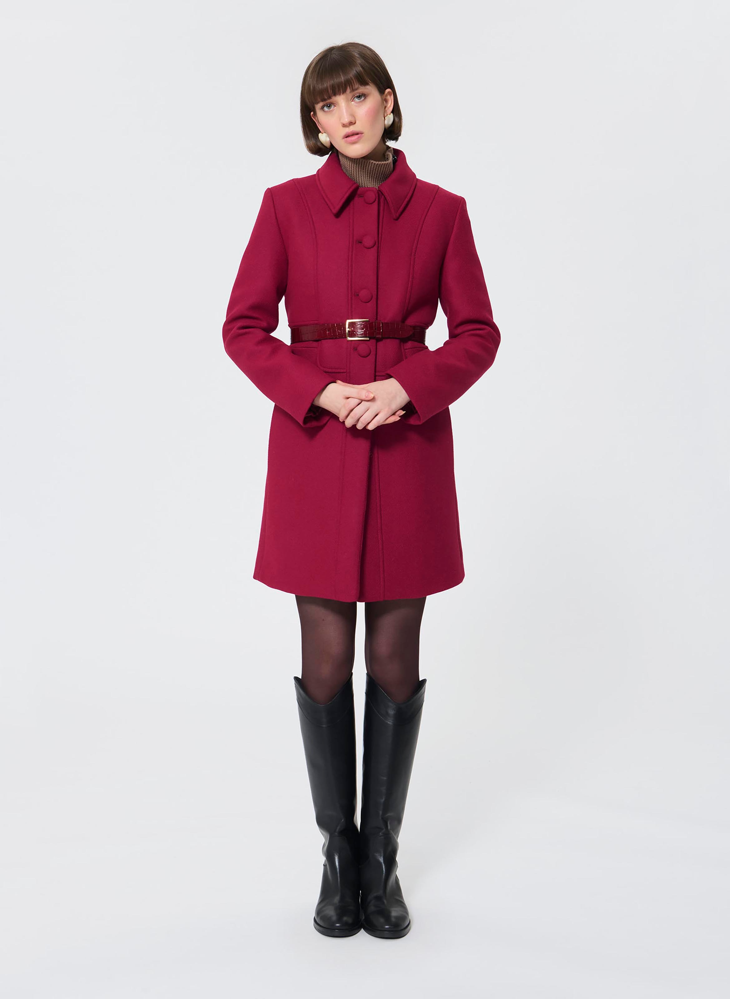 Straight wool-blend coat with classic collar TARA JARMON Red