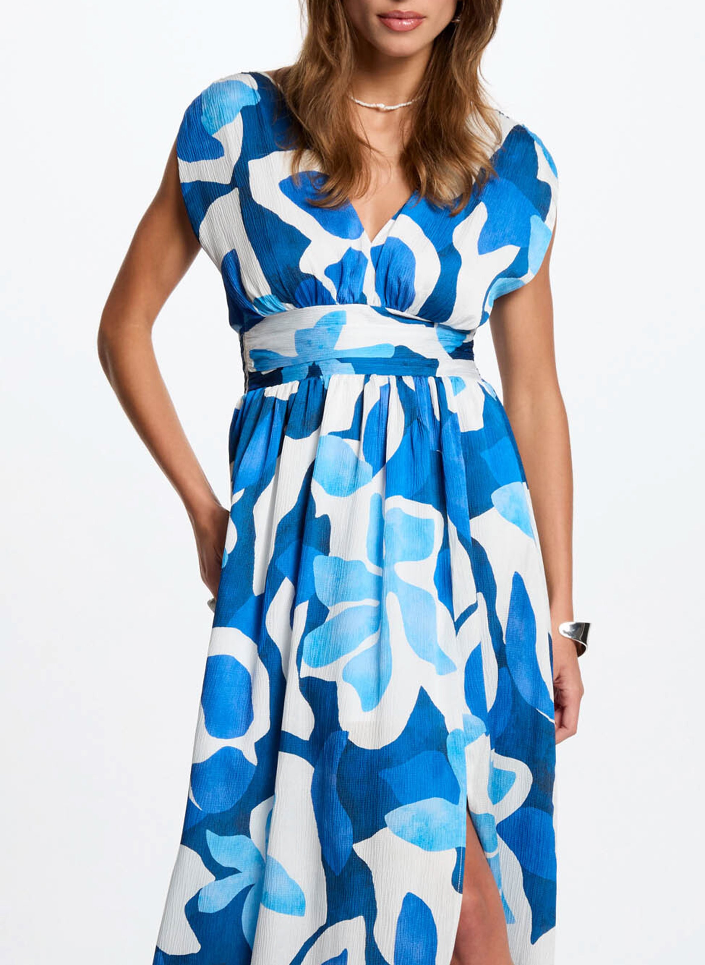 Long floral print V-neck dress MORGAN Multicolored