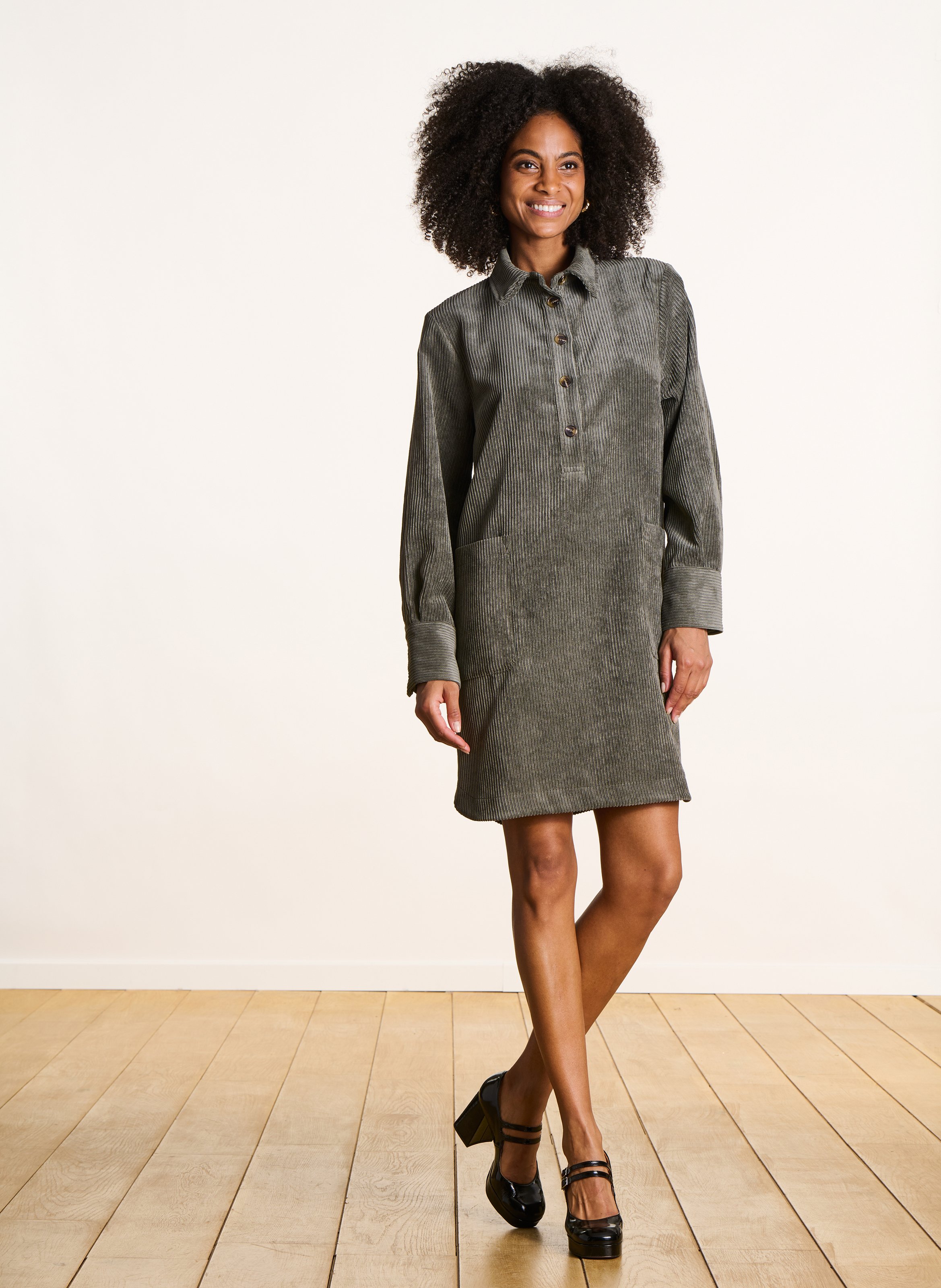 Short corduroy shirt-dress LA FEE MARABOUTEE