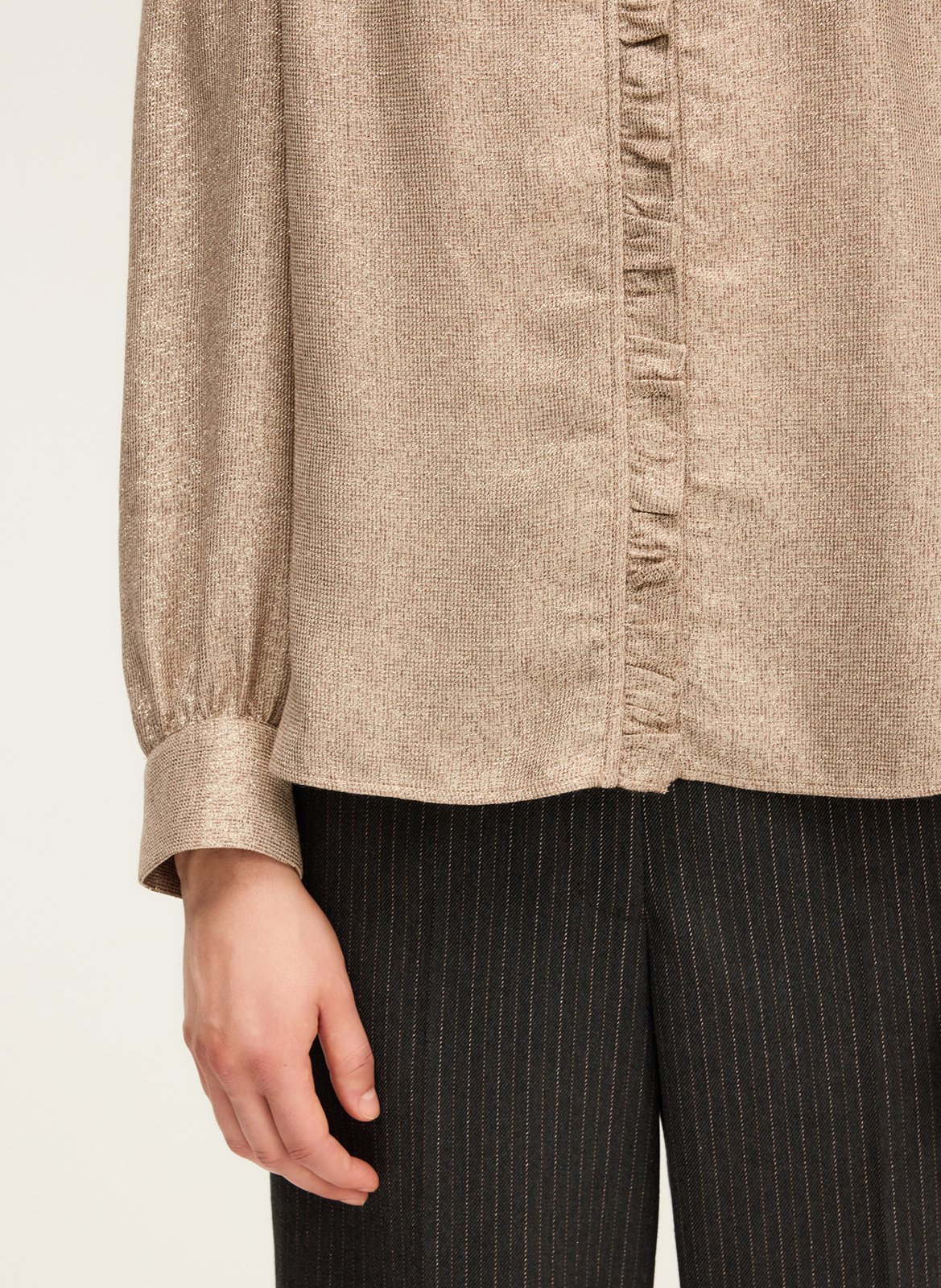 Straight V-neck shiny shirt PABLO Golden