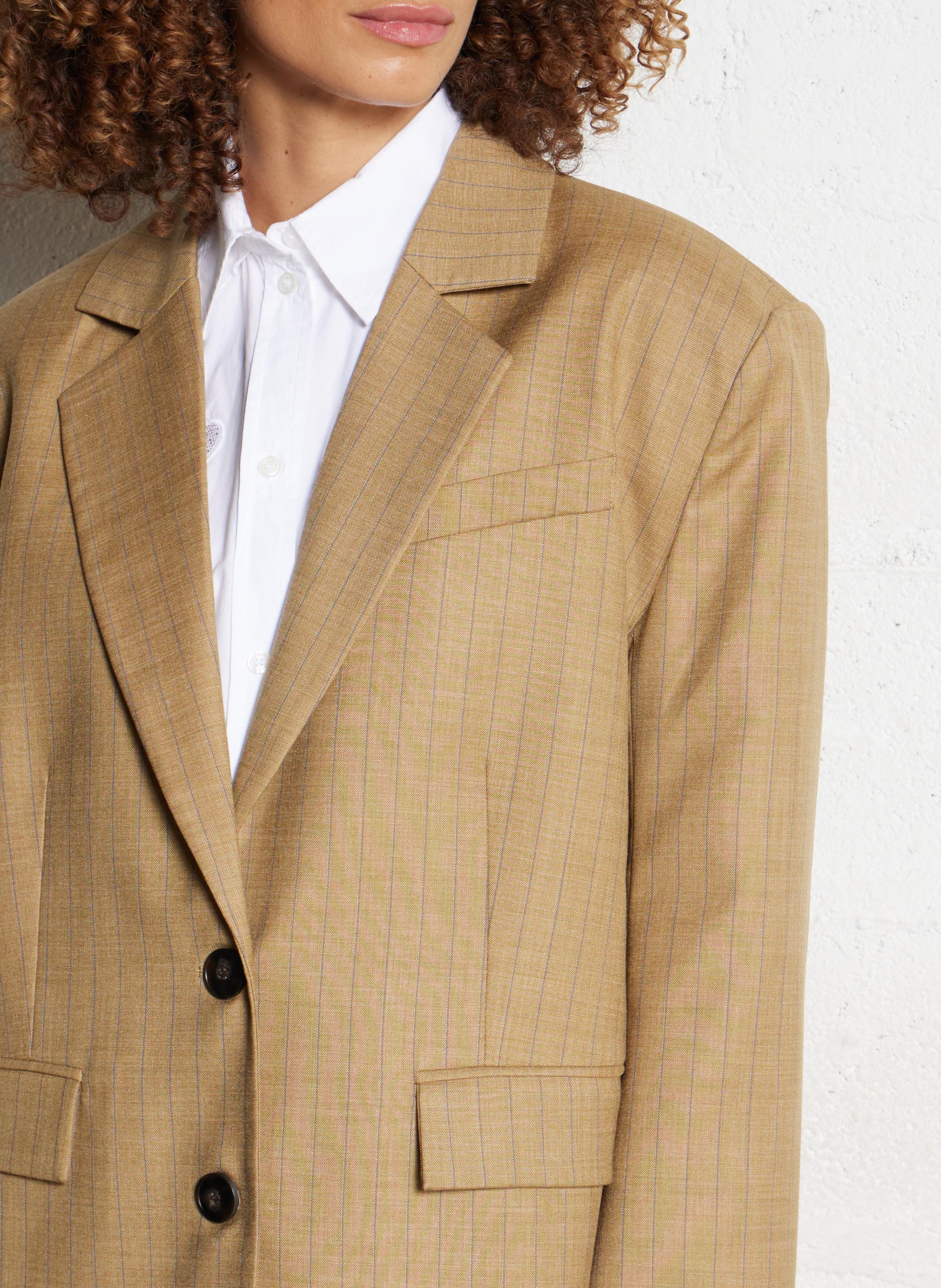 Veste tailleur oversize rayée STELLA NOVA Kaki