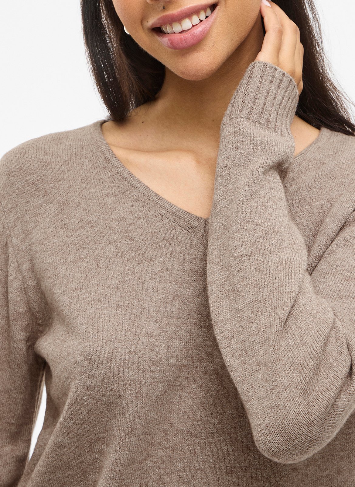 Pull droit en maille VILA Marron