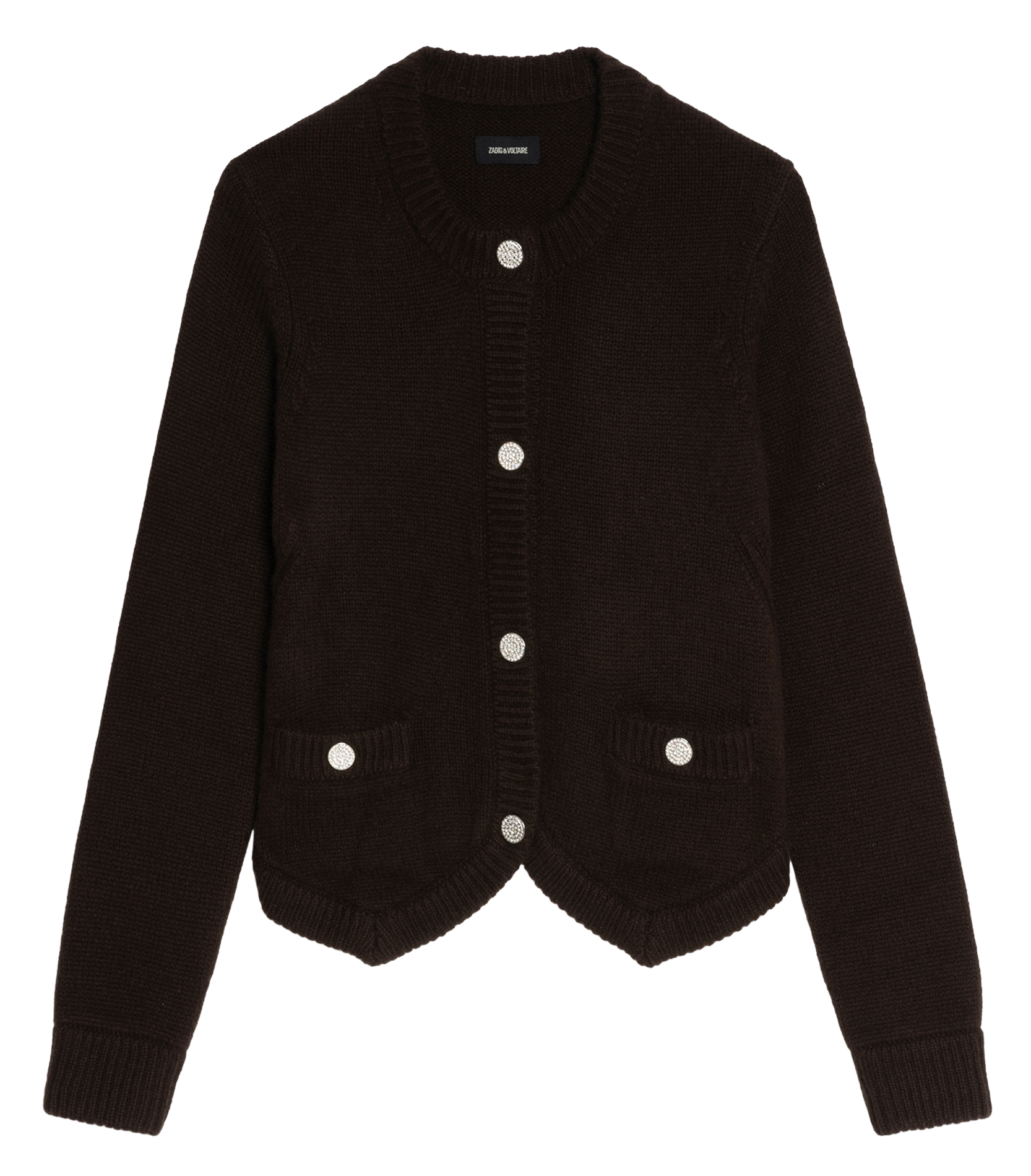 Kaschmir-Strickjacke mit Rundhalsausschnitt ZADIG&VOLTAIRE Braun