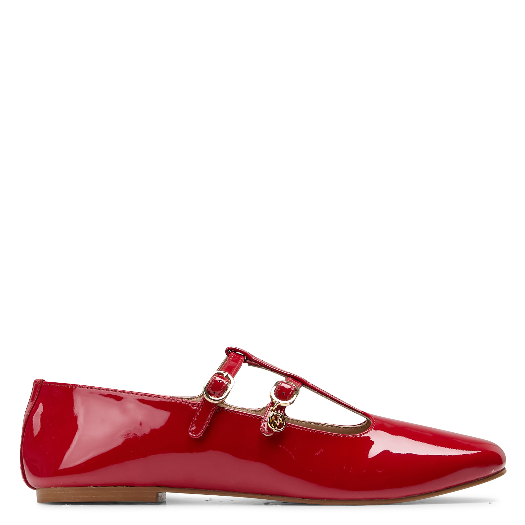 Leather double-strap ballet flats PETITE MENDIGOTE Red