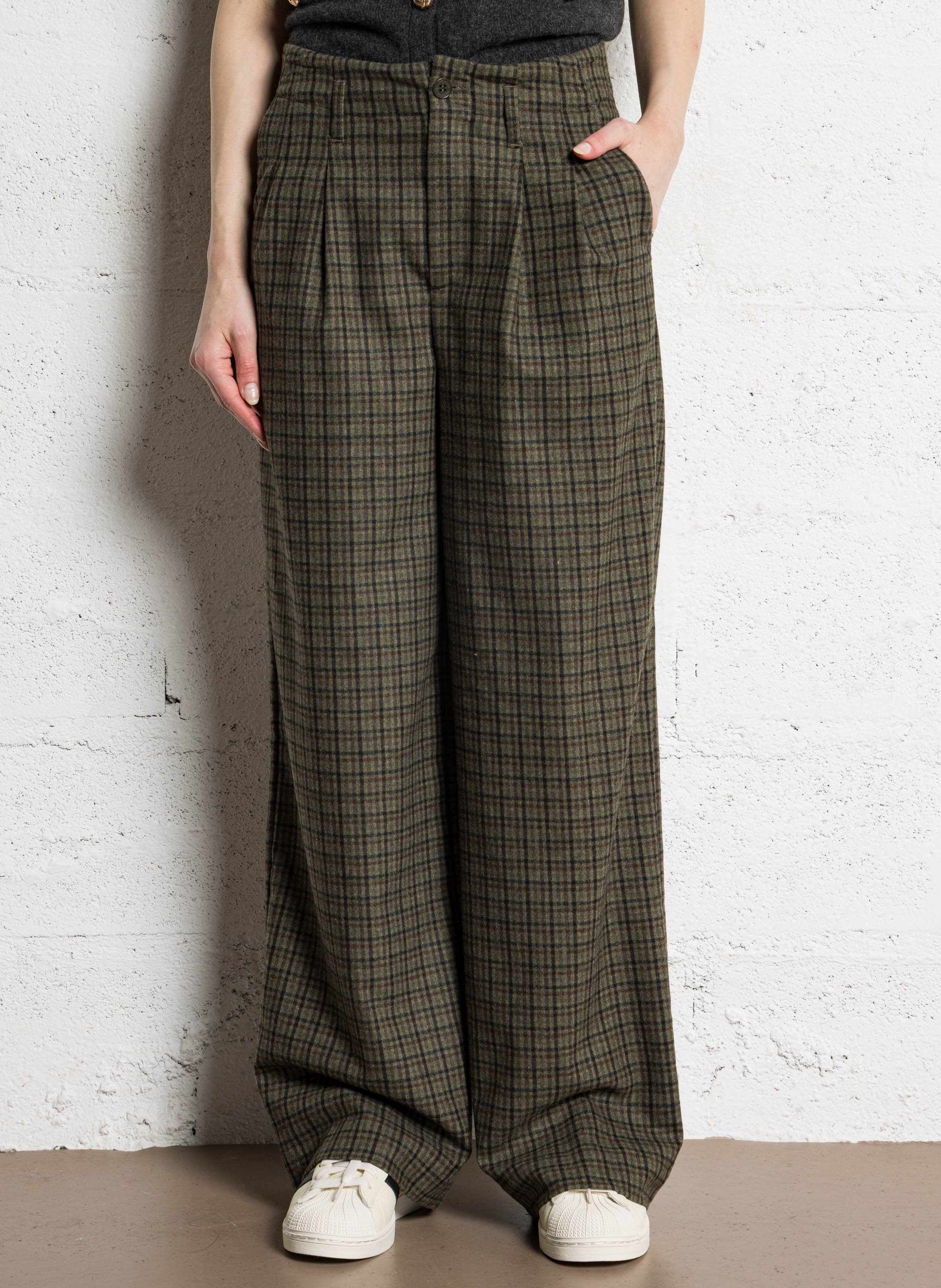 Declic wool-blend loose-fit trousers BENSIMON Khaki