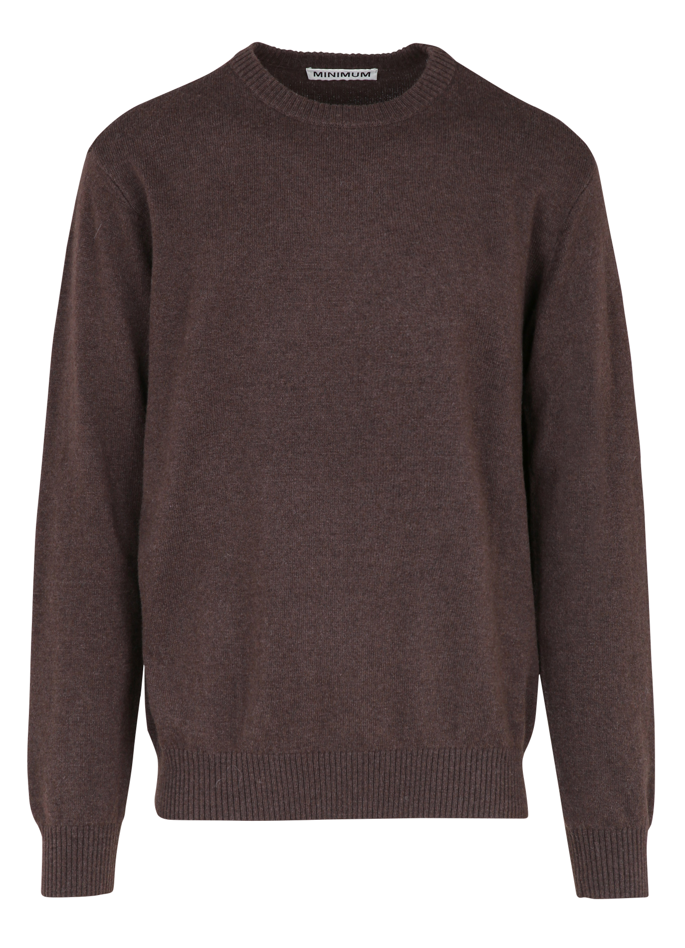 Straight-fit trui van wolmix met ronde hals MINIMUM Bruin
