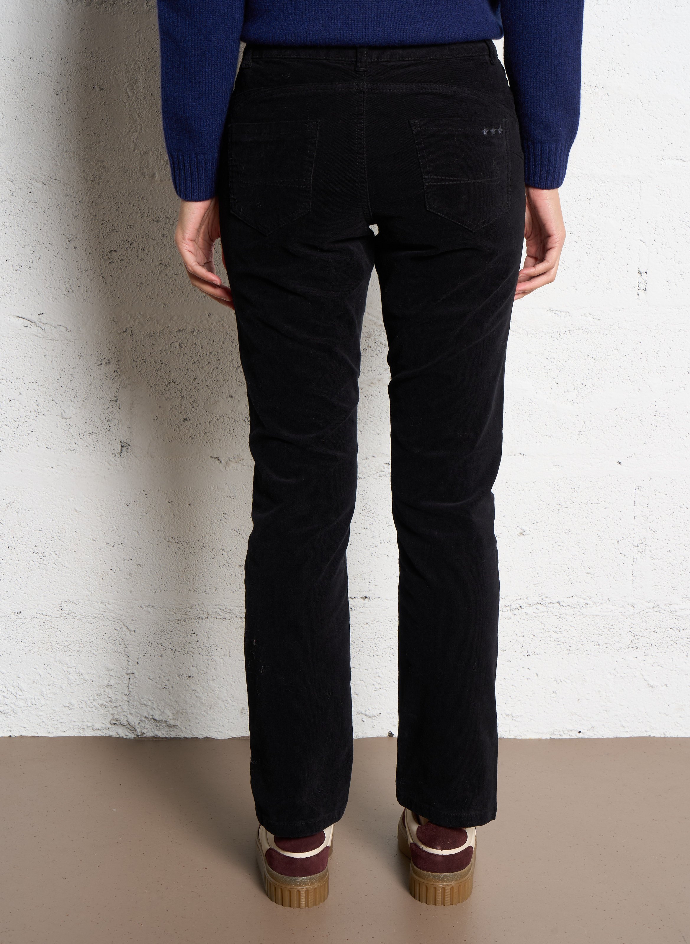 Pantalon slim velours en coton stretch SUD EXPRESS Noir