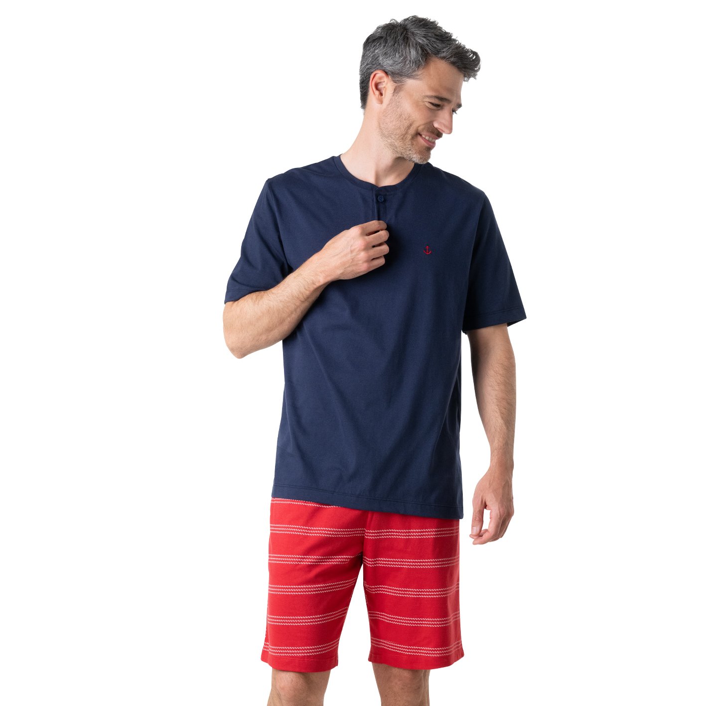 Short open-neck nautical men's pajamas by Eminence EMINENCE Multicolored