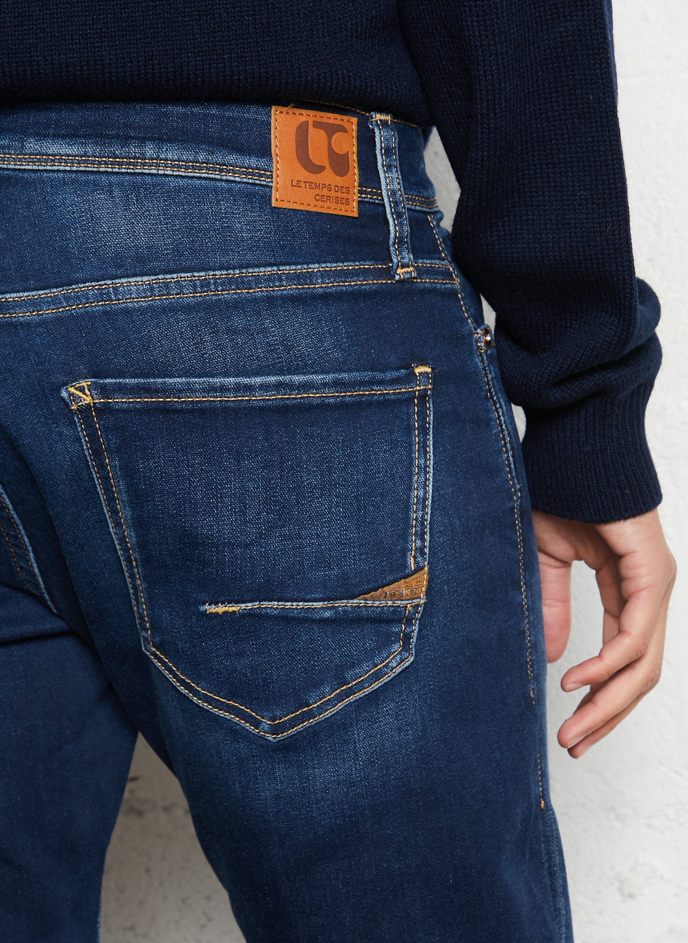 Fitted cotton blend jeans LE TEMPS DES CERISES Blue