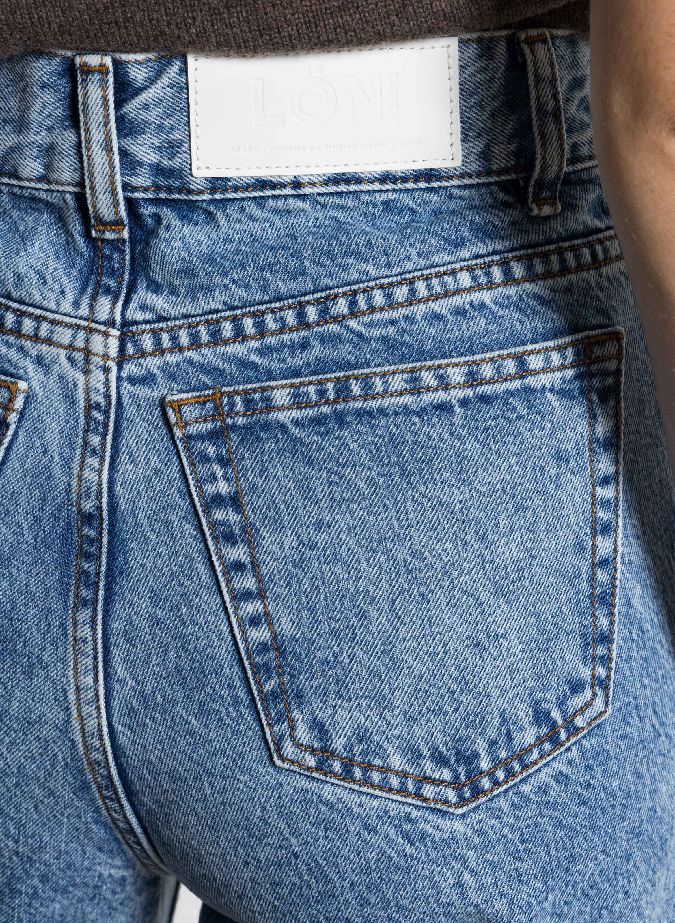 Jean évasé taille haute en coton MARGAUX LONNBERG Bleu