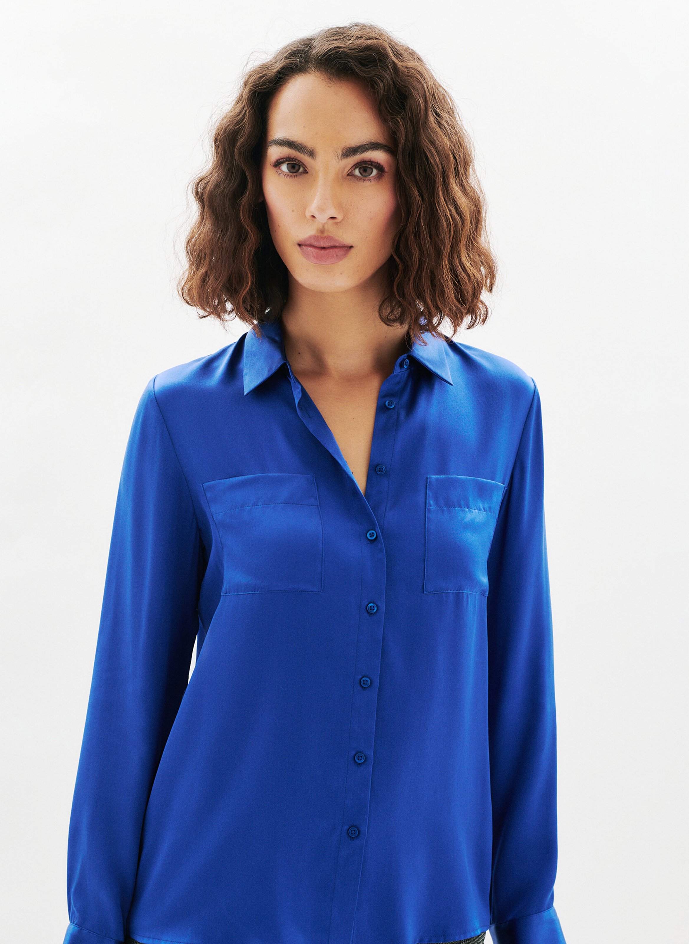 Silk shirt with classic collar CAROLL Blue