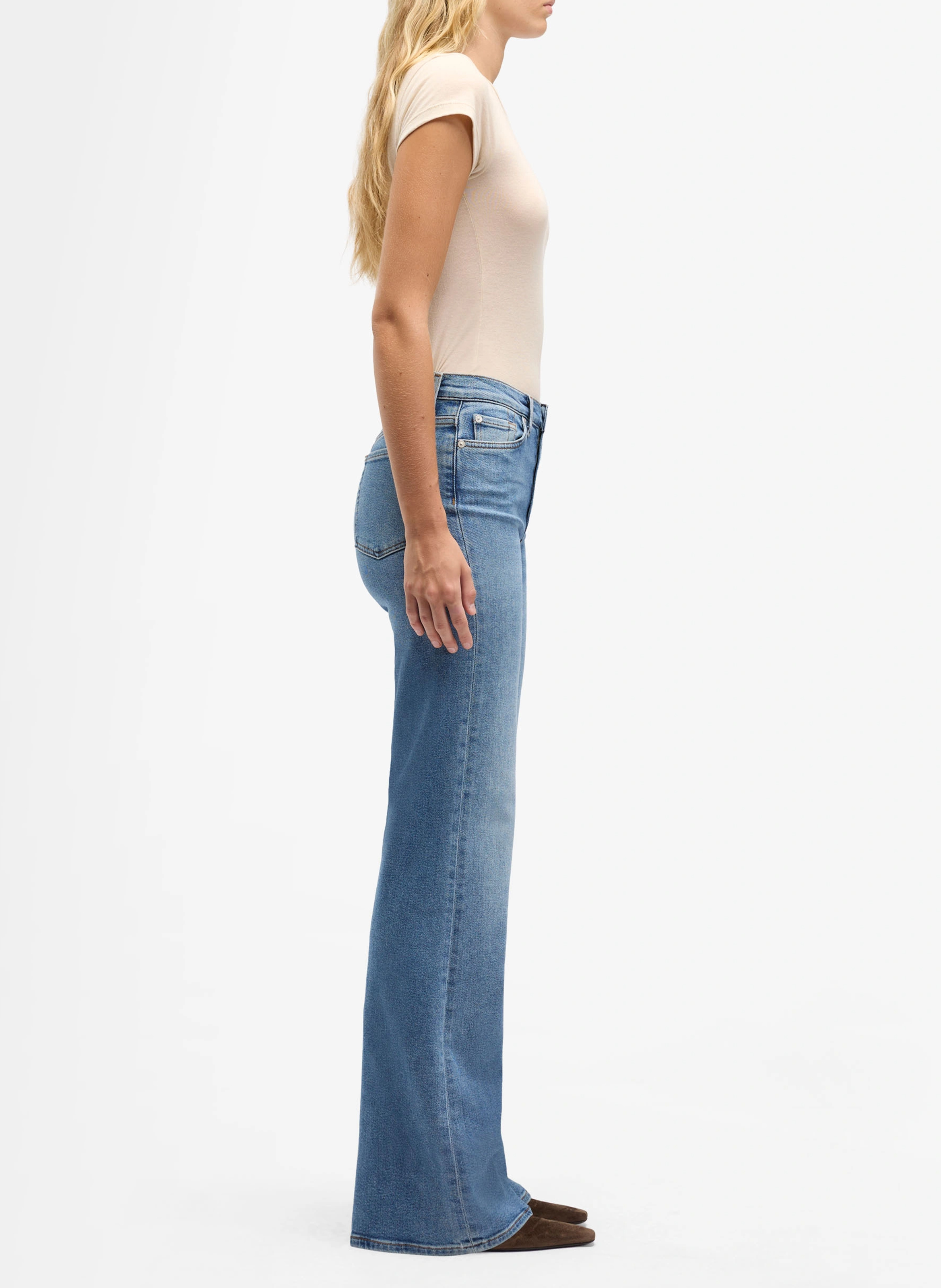 Hoge taille effen flared jeans 7 FOR ALL MANKIND Blauw