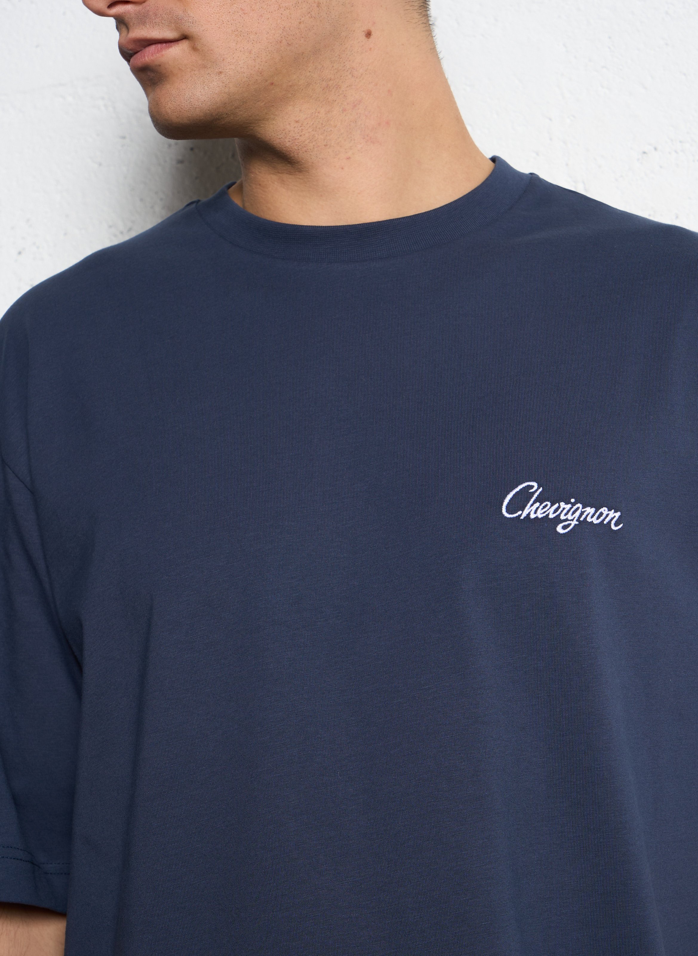 Oversized round neck organic cotton t-shirt CHEVIGNON Blue