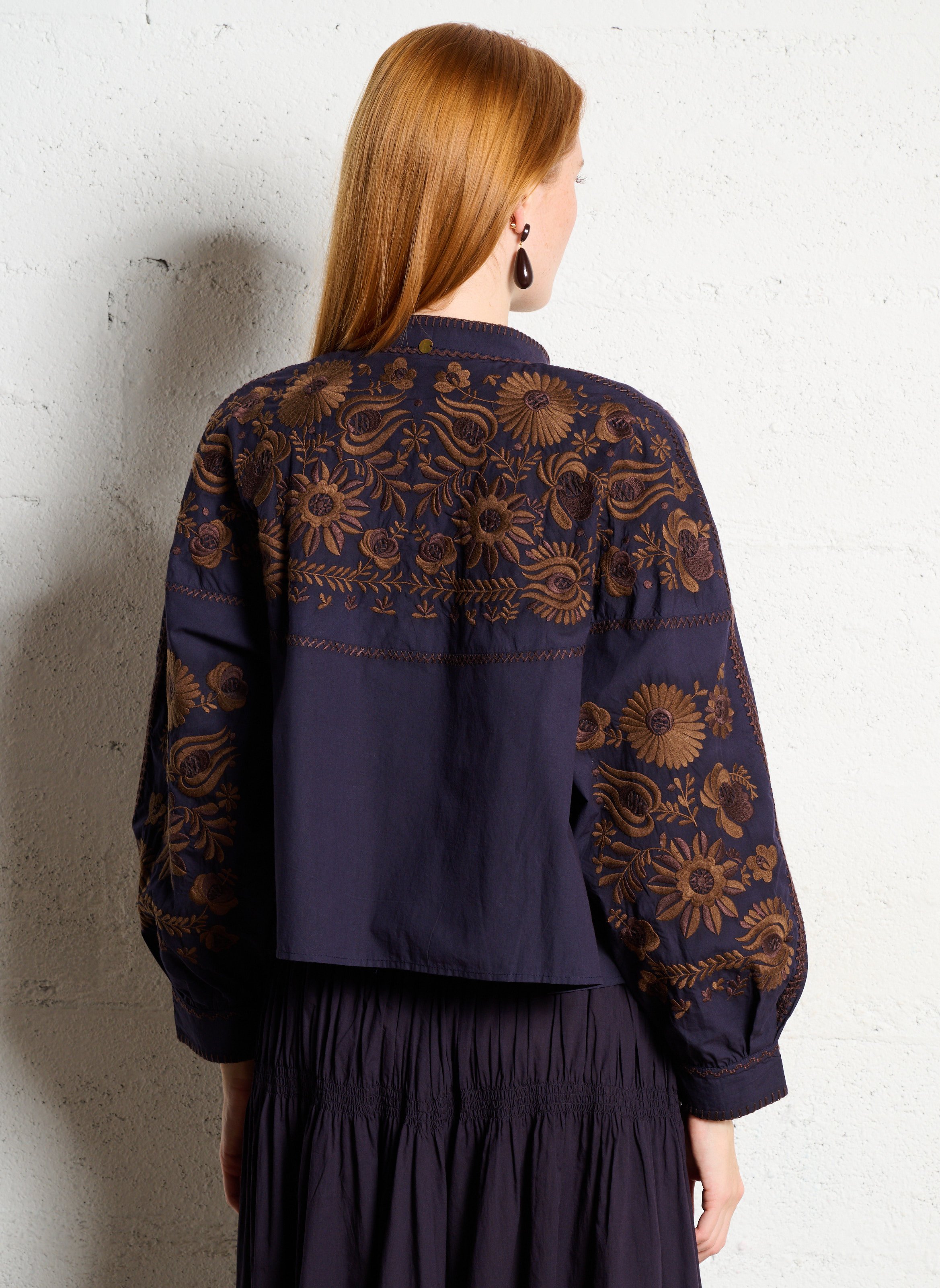 Chemise col rond en coton  ANTIK BATIK Bleu