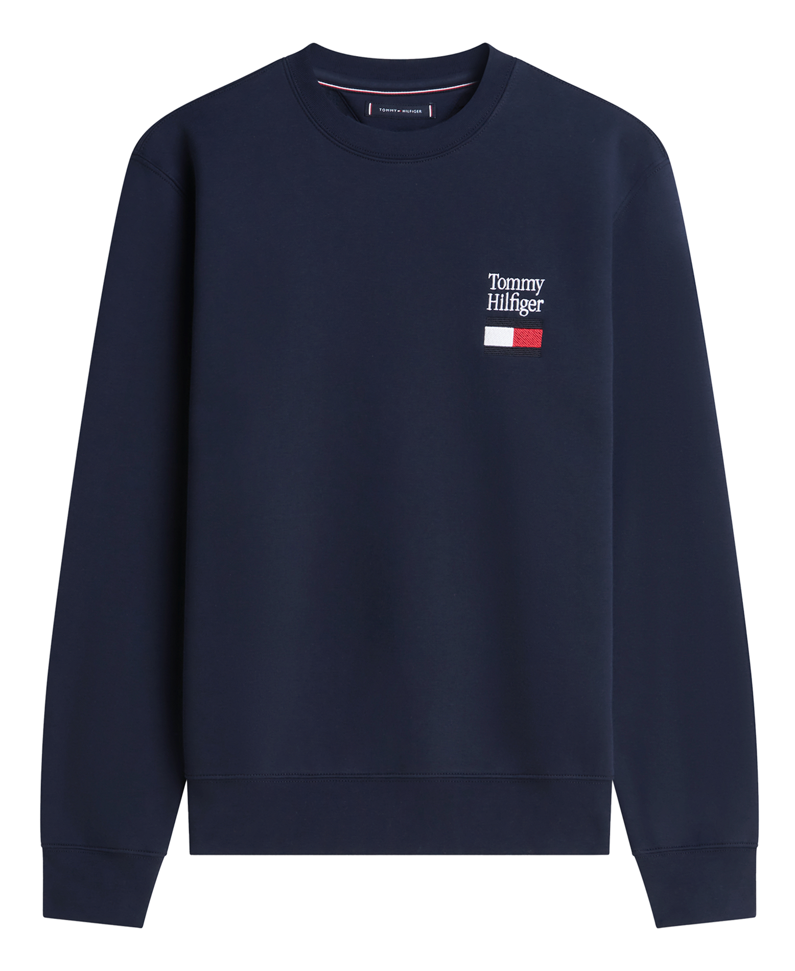 Straight-cut cotton-blend sweater with round neck TOMMY HILFIGER Blue