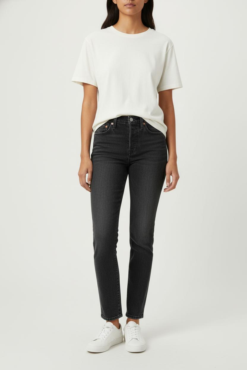 Cropped slim jeans with studs LEVI'S - Seconde main Grey