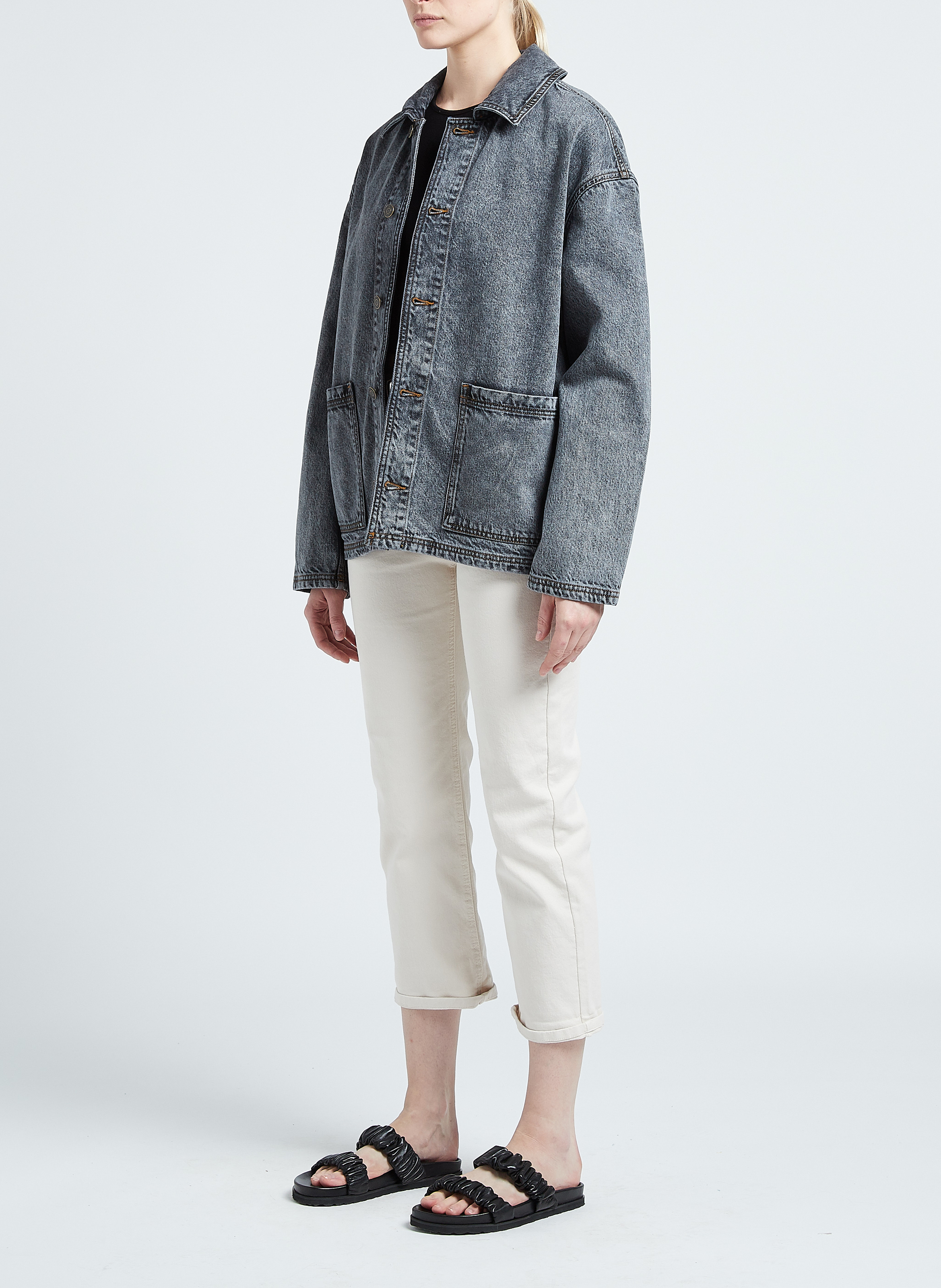 Jacke aus Baumwoll-Denim mit klassischem Kragen AMERICAN VINTAGE Grau