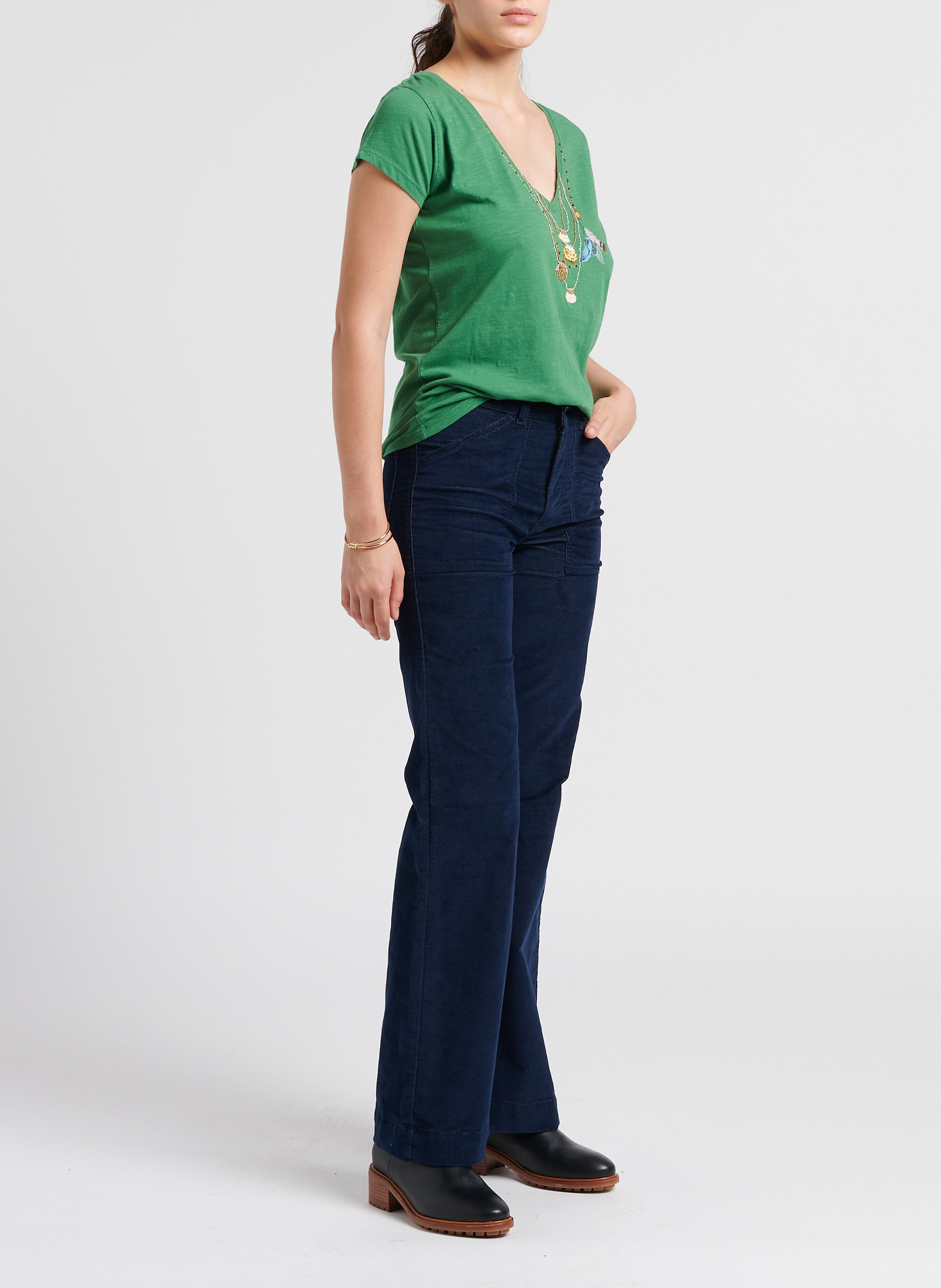 Pantalon évasé en coton mélangé ACQUAVERDE Bleu