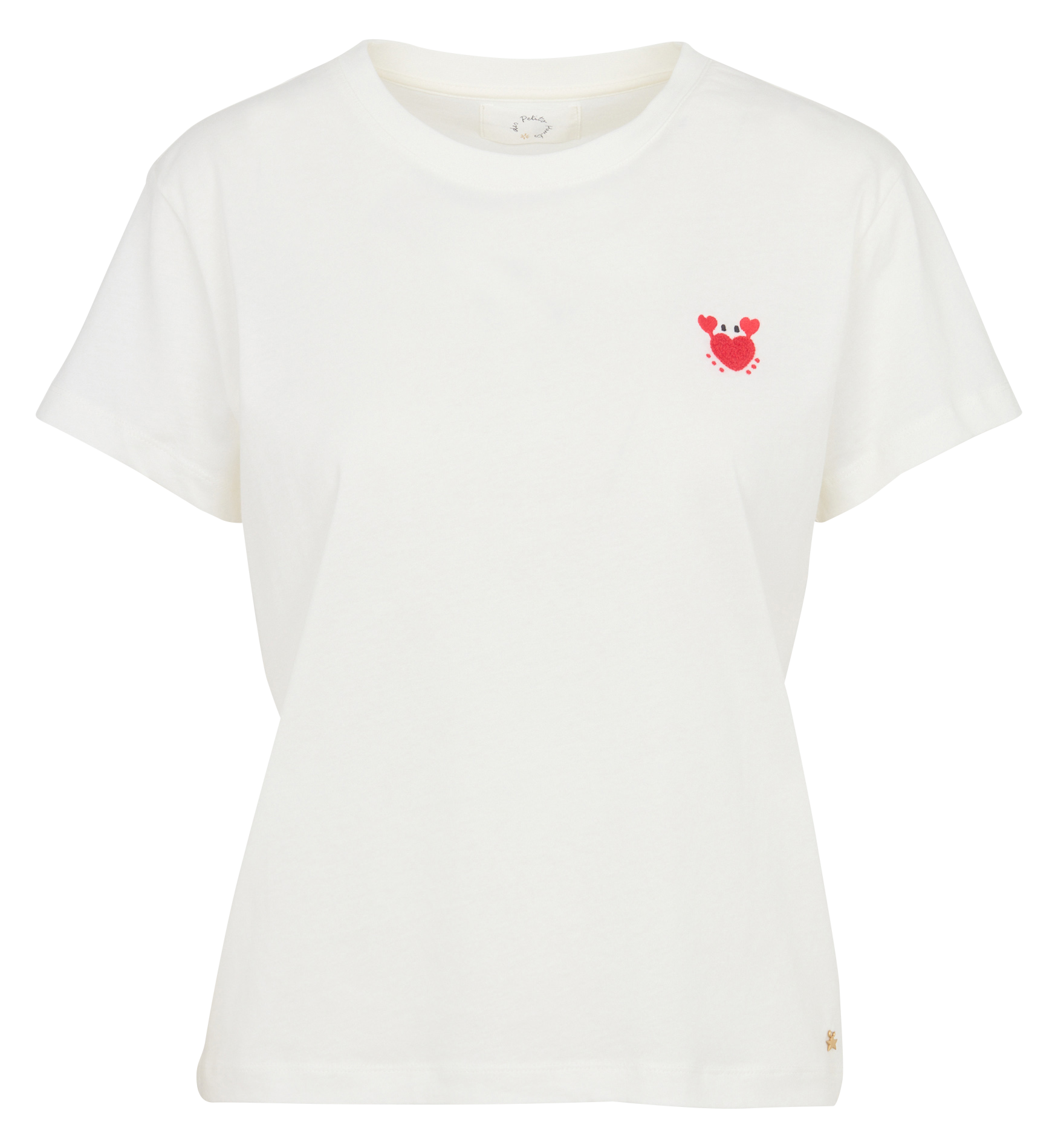 Tee-shirt droit col rond en coton DES PETITS HAUTS Beige