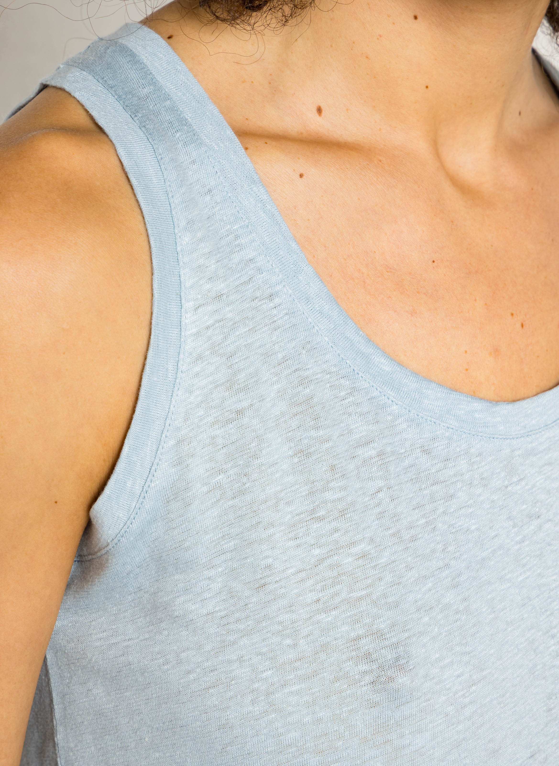 Singlet met ronde hals | linnenblend MAJESTIC FILATURES Blauw