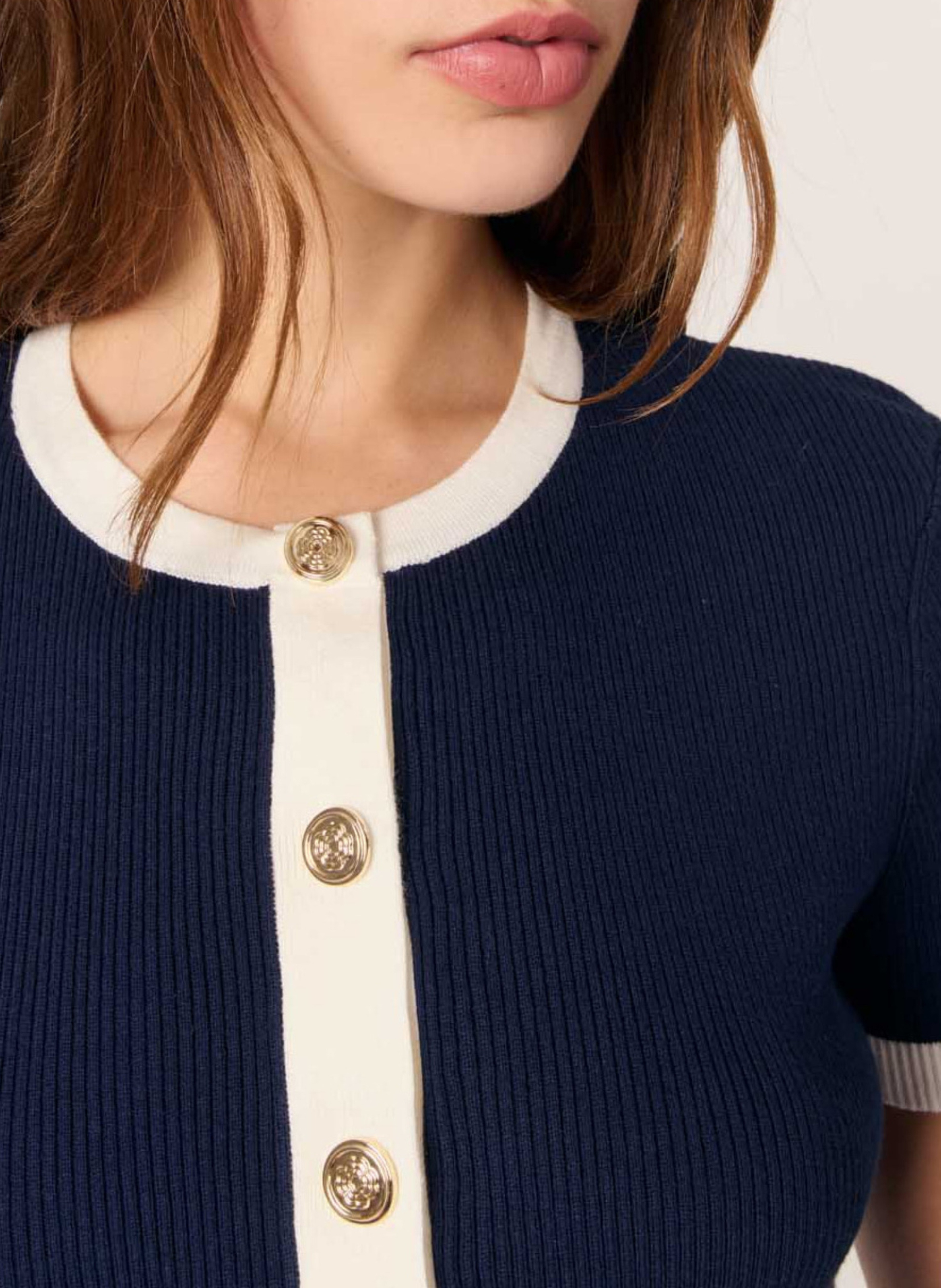 Top col rond en coton mélangé MAJE Bleu