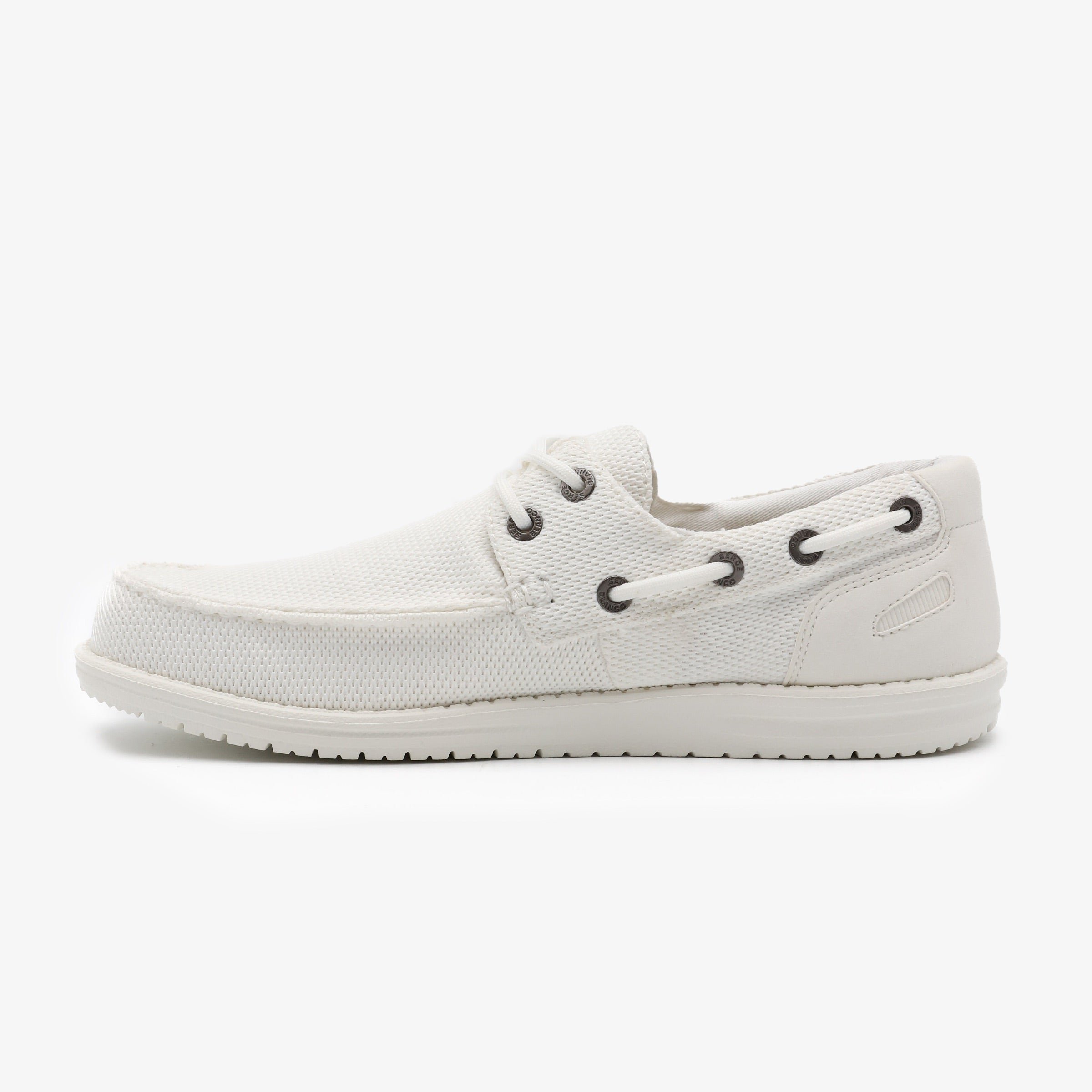 Boat shoes in stretch mesh SERGE BLANCO White