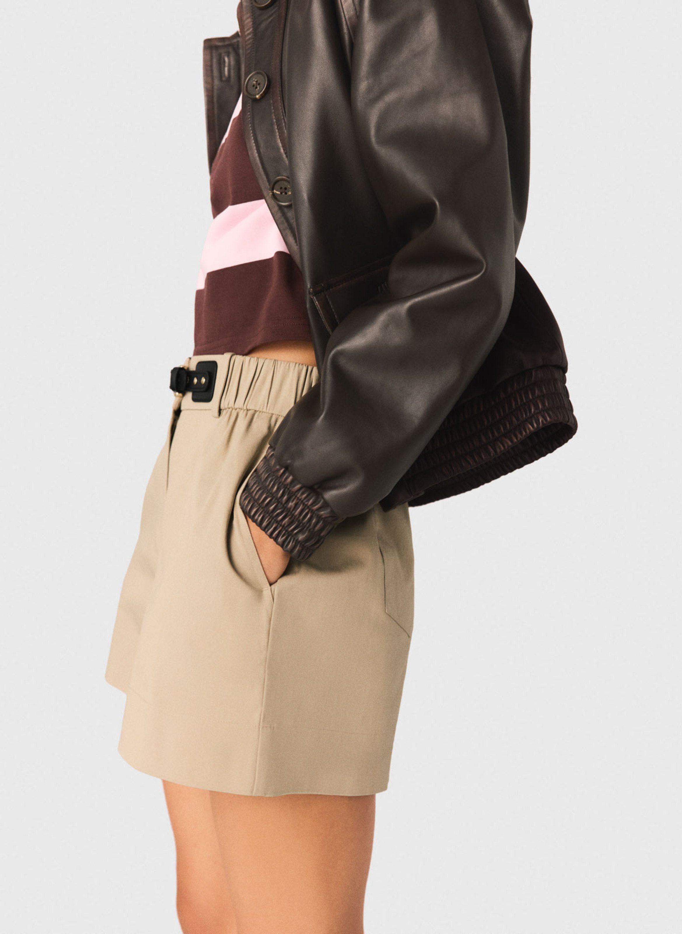 Straight cotton-blend shorts MAJE Beige