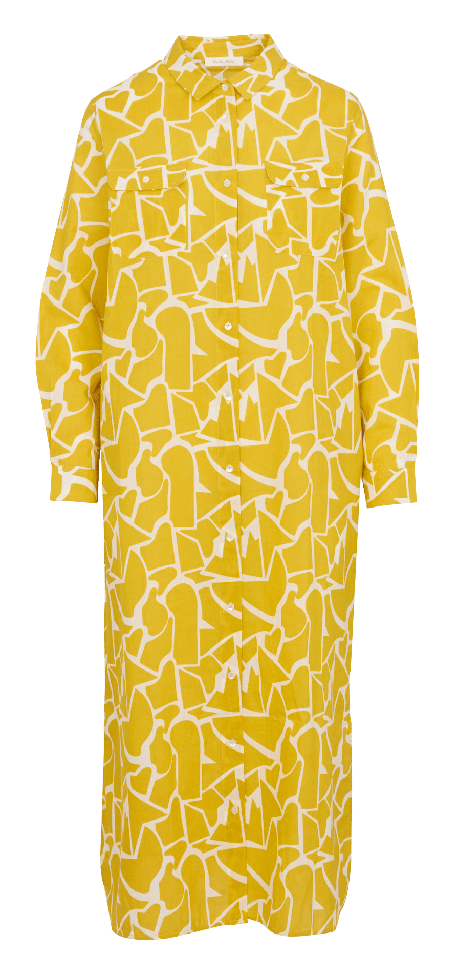 Robe chemise col classique imprimée en coton BELLA JONES Jaune