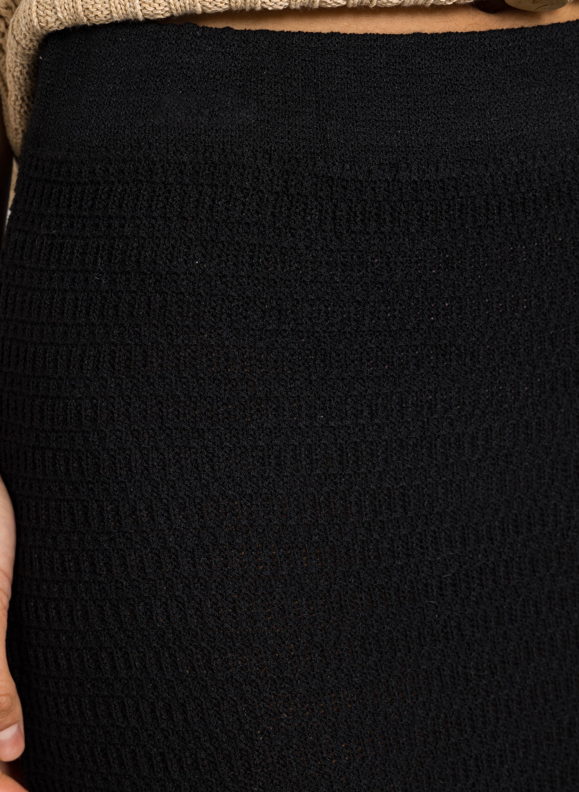 Jupe évasée en maille ajourée SEE U SOON Noir