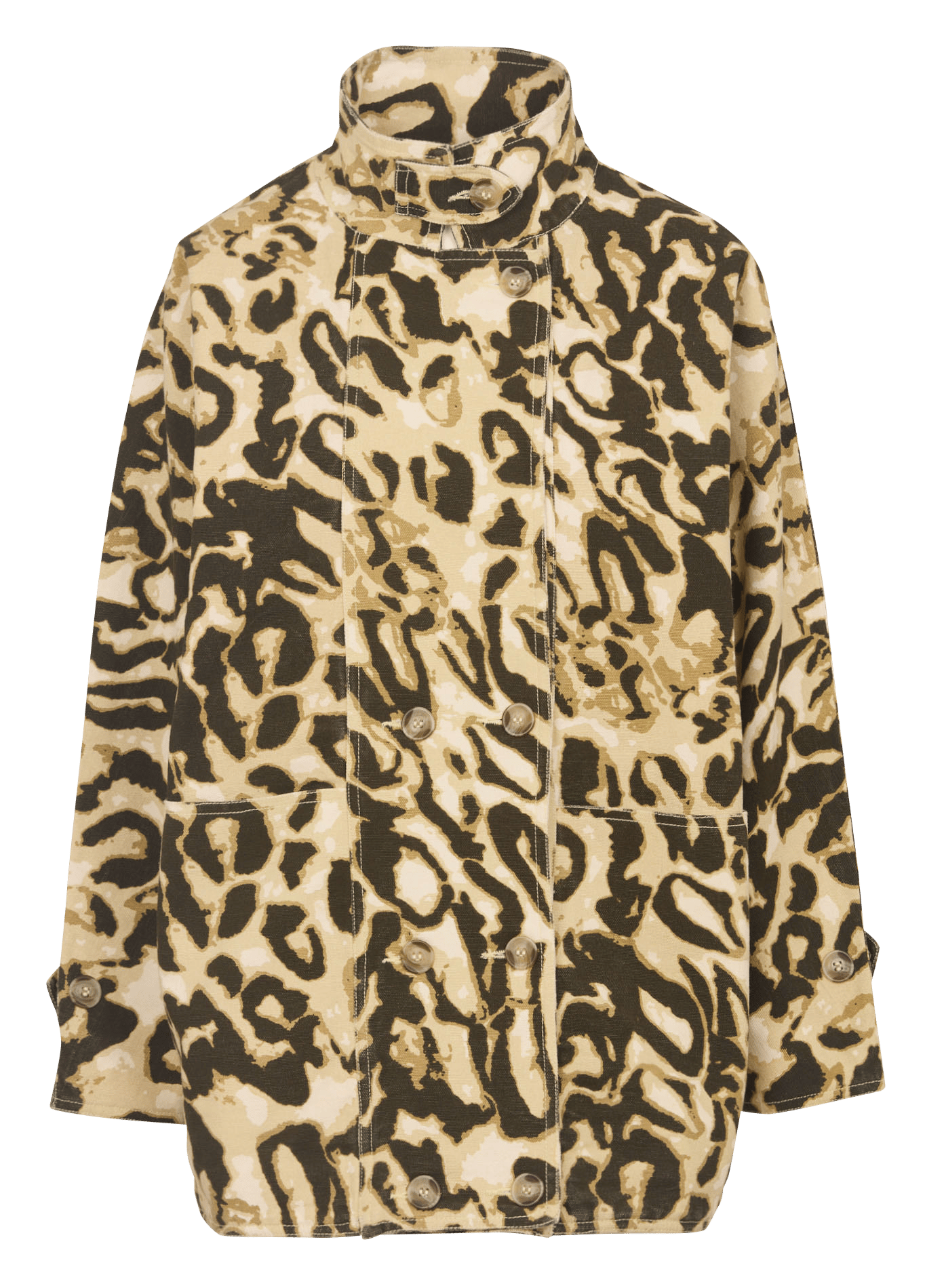 Oversized button-up jacket with patterns LEON & HARPER Beige