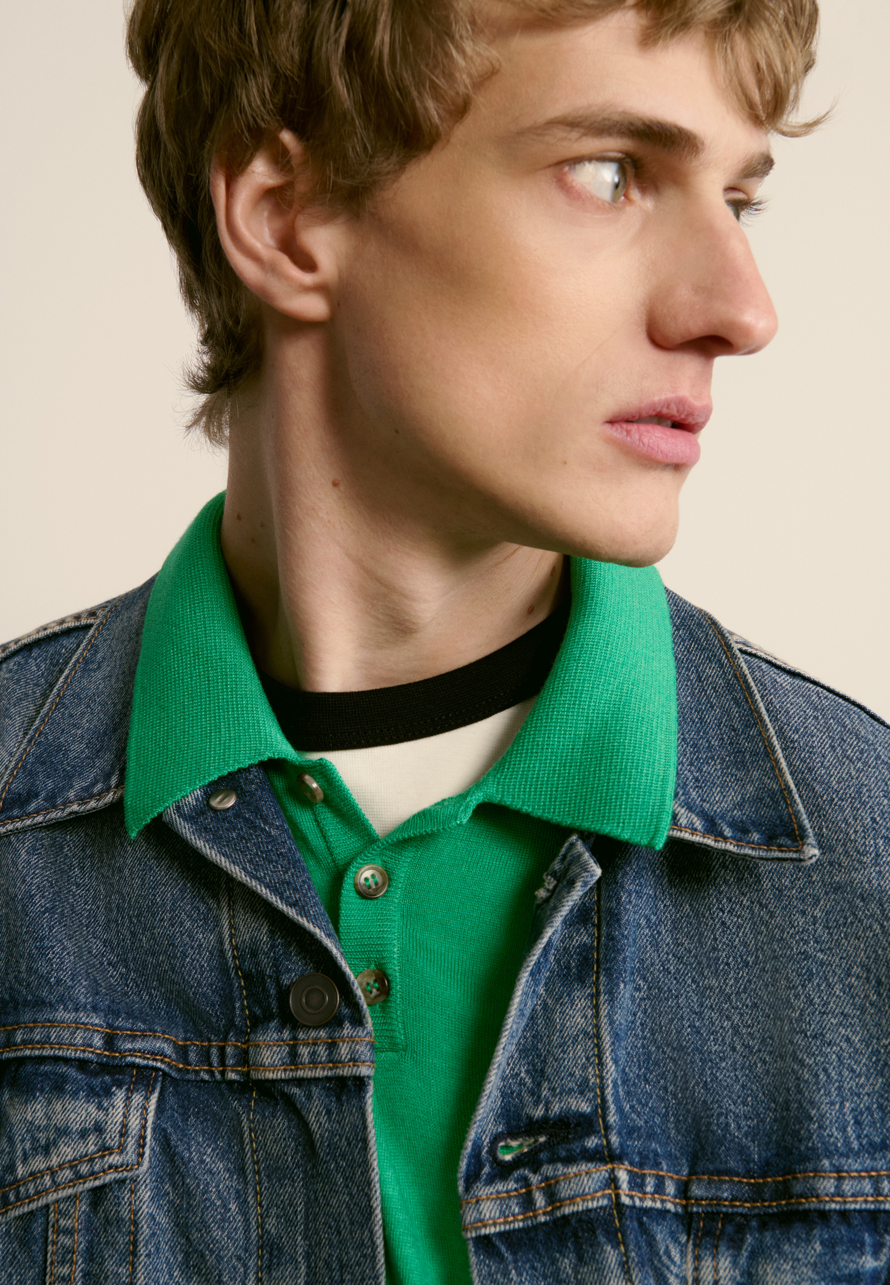 Wool and silk polo neck sweater MAISON MONTAGUT Green