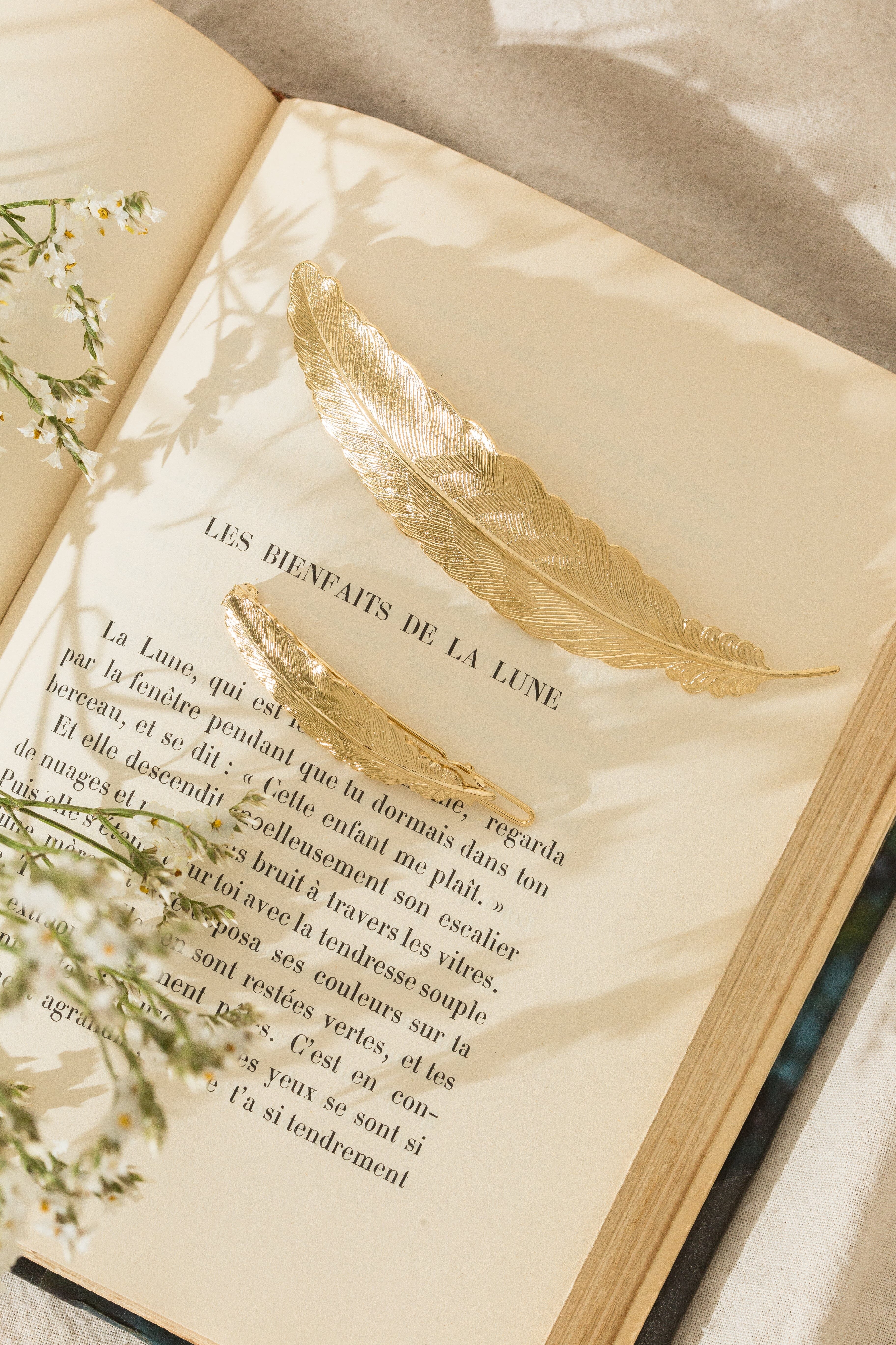 Gold-plated feather barrette MONSIEUR SIMONE Golden