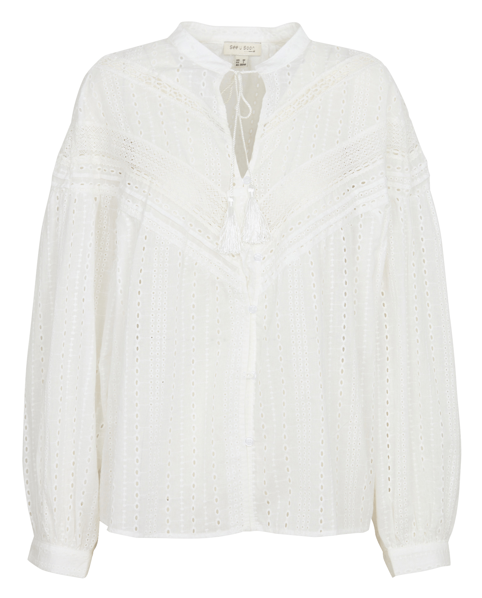 Blouse ample brodée en coton SEE U SOON Blanc