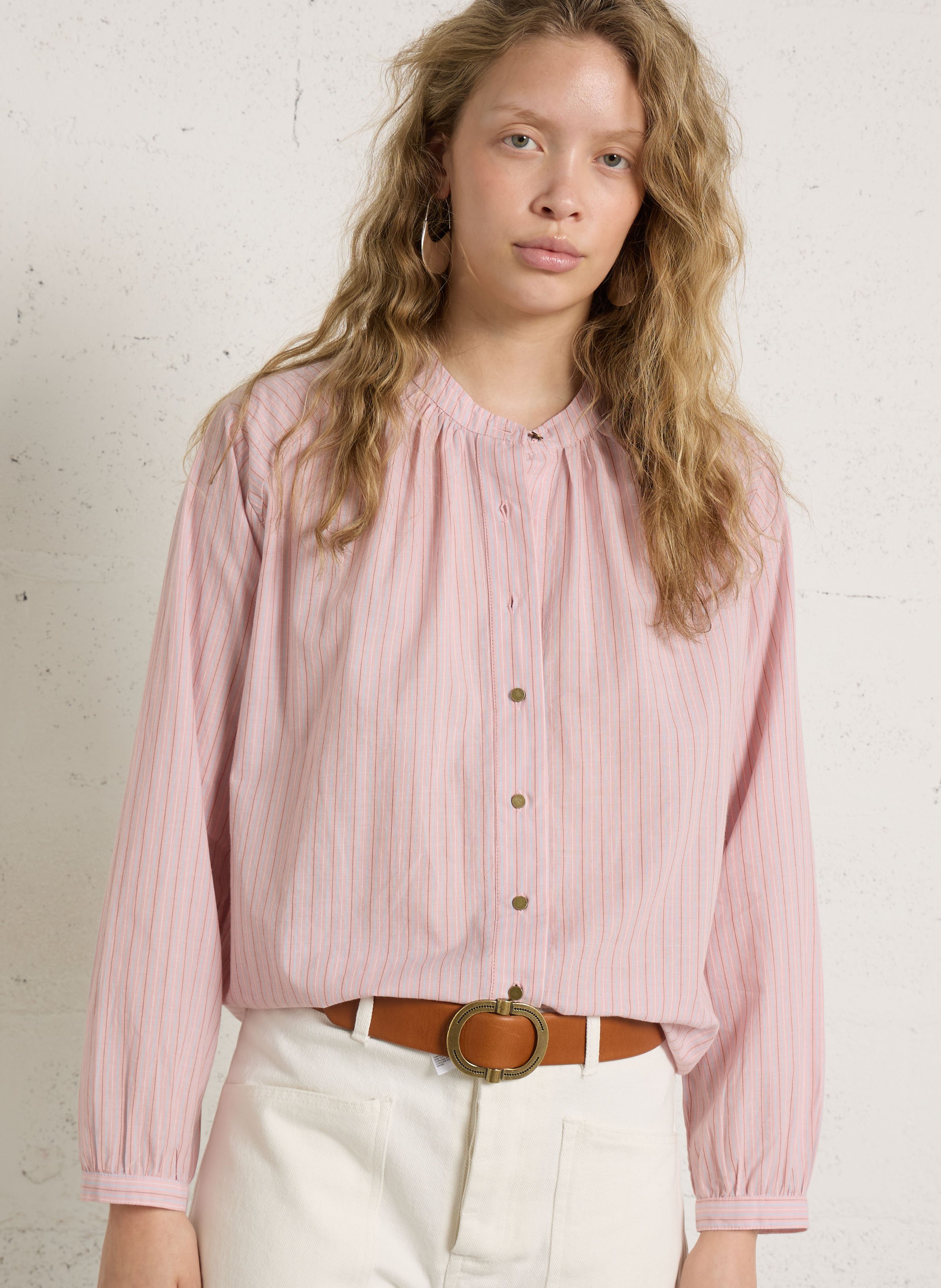 Round-neck organic cotton shirt LEON & HARPER