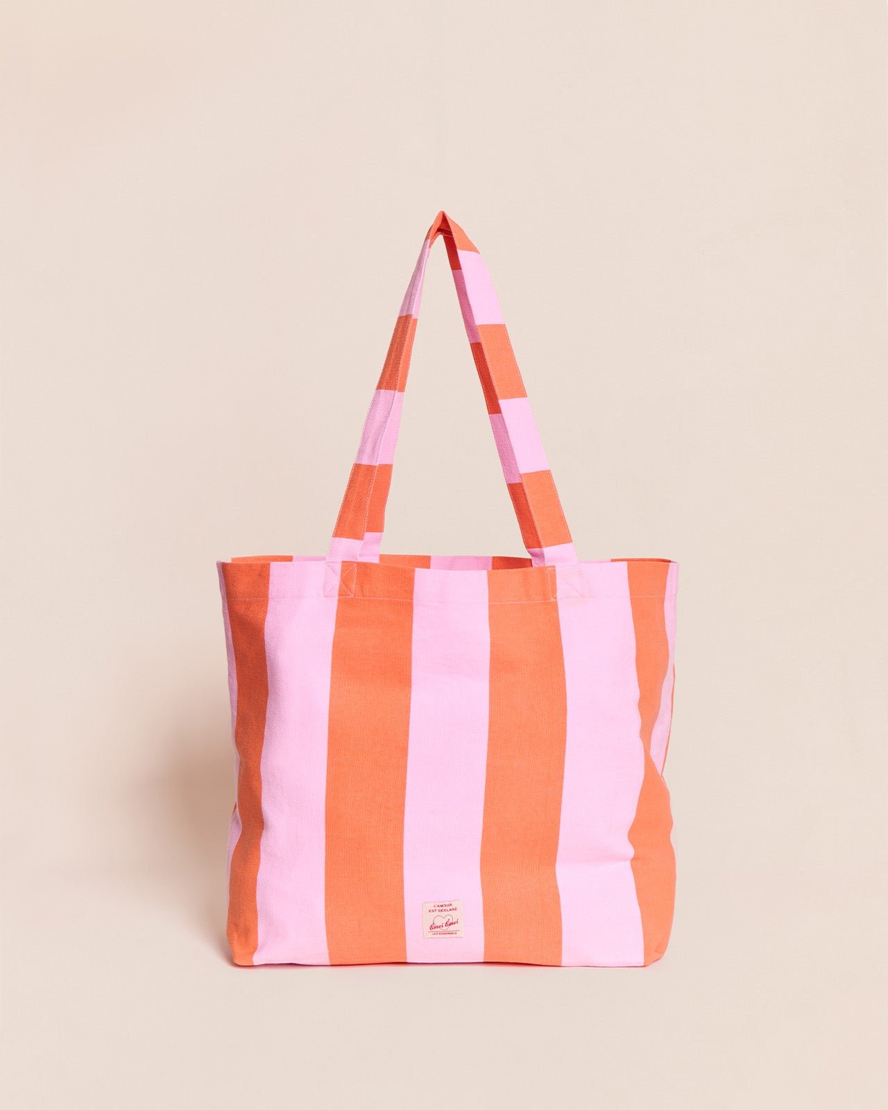 Cabas rayé brodé mamie chérie EMOI EMOI Orange