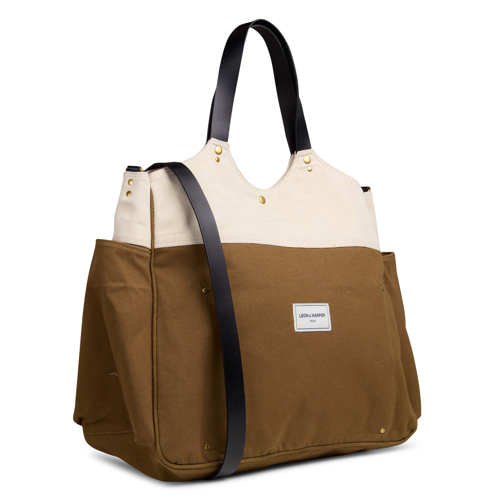 Sac cabas en coton LEON & HARPER Marron