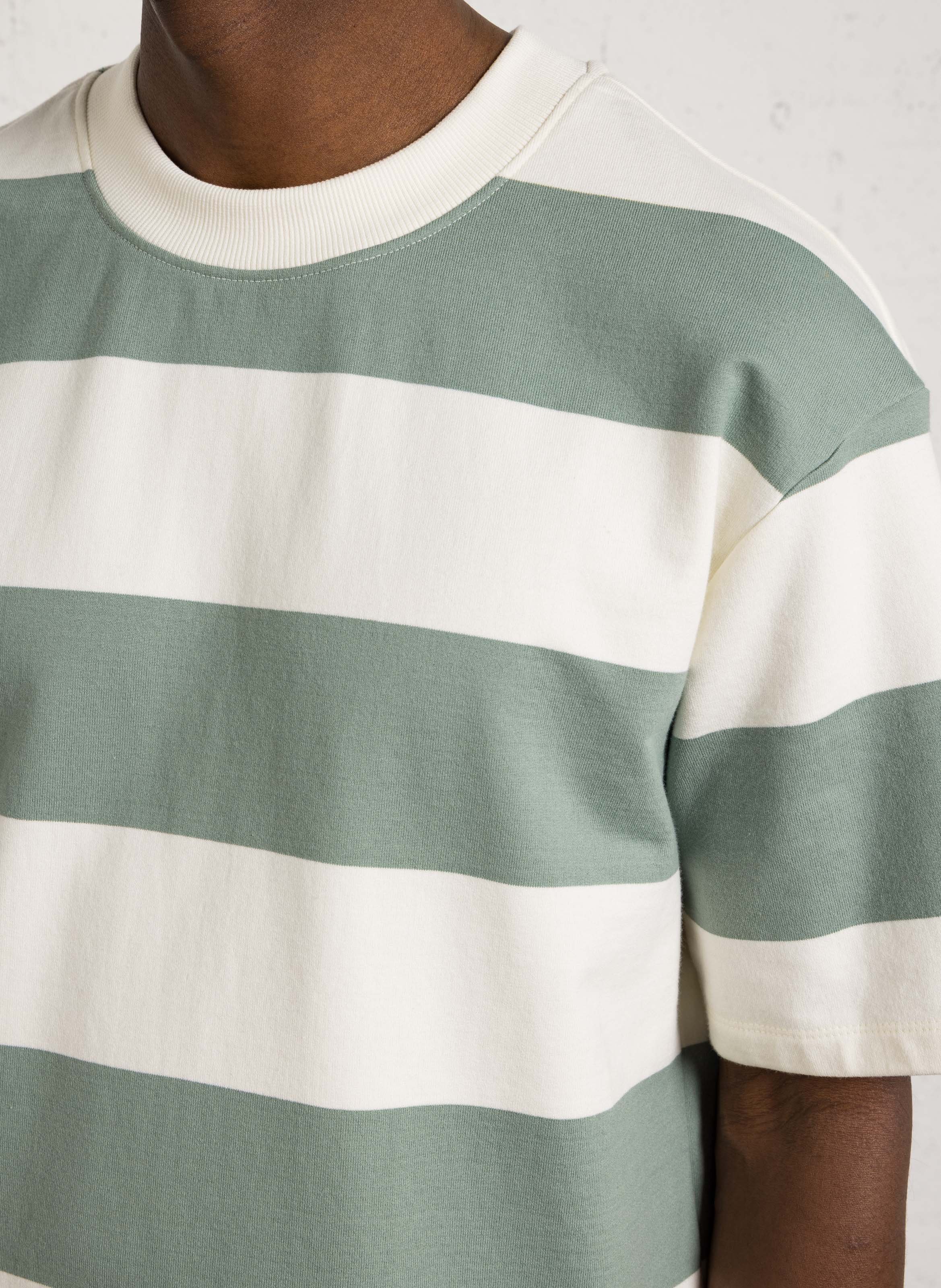 Tee-shirt droit rayé en coton bio MINIMUM Vert