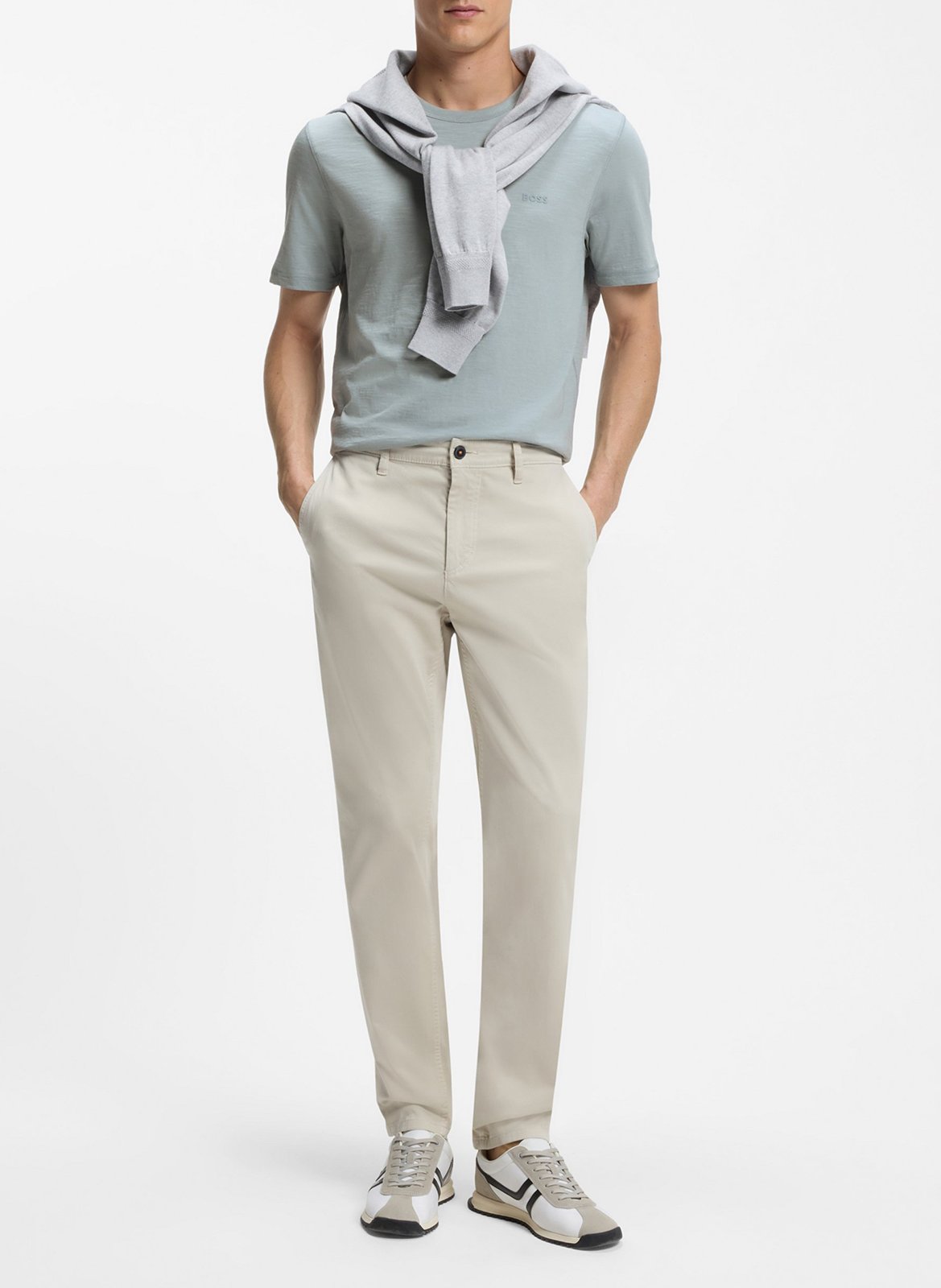 Camiliday round-neck sleeveless cotton top | Silver BOSS Men