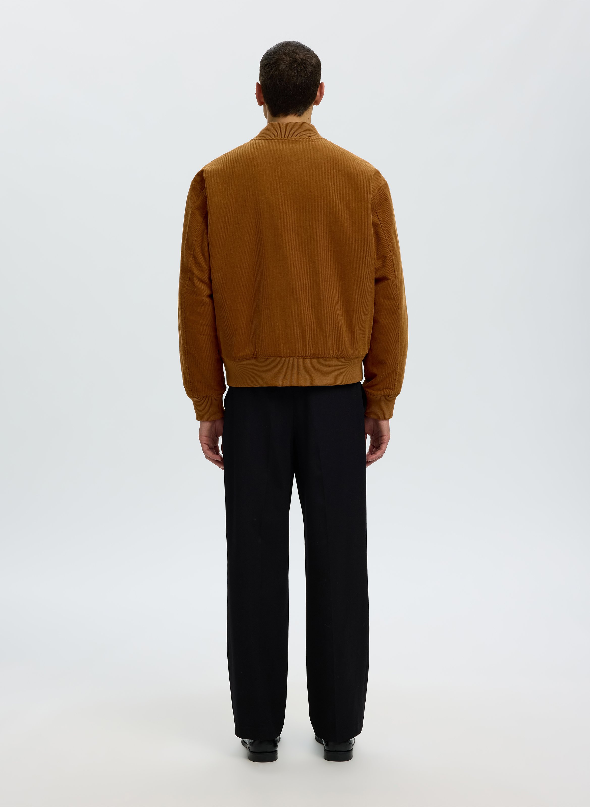 Teddy-collar jacket in organic cotton blend SELECTED Brown